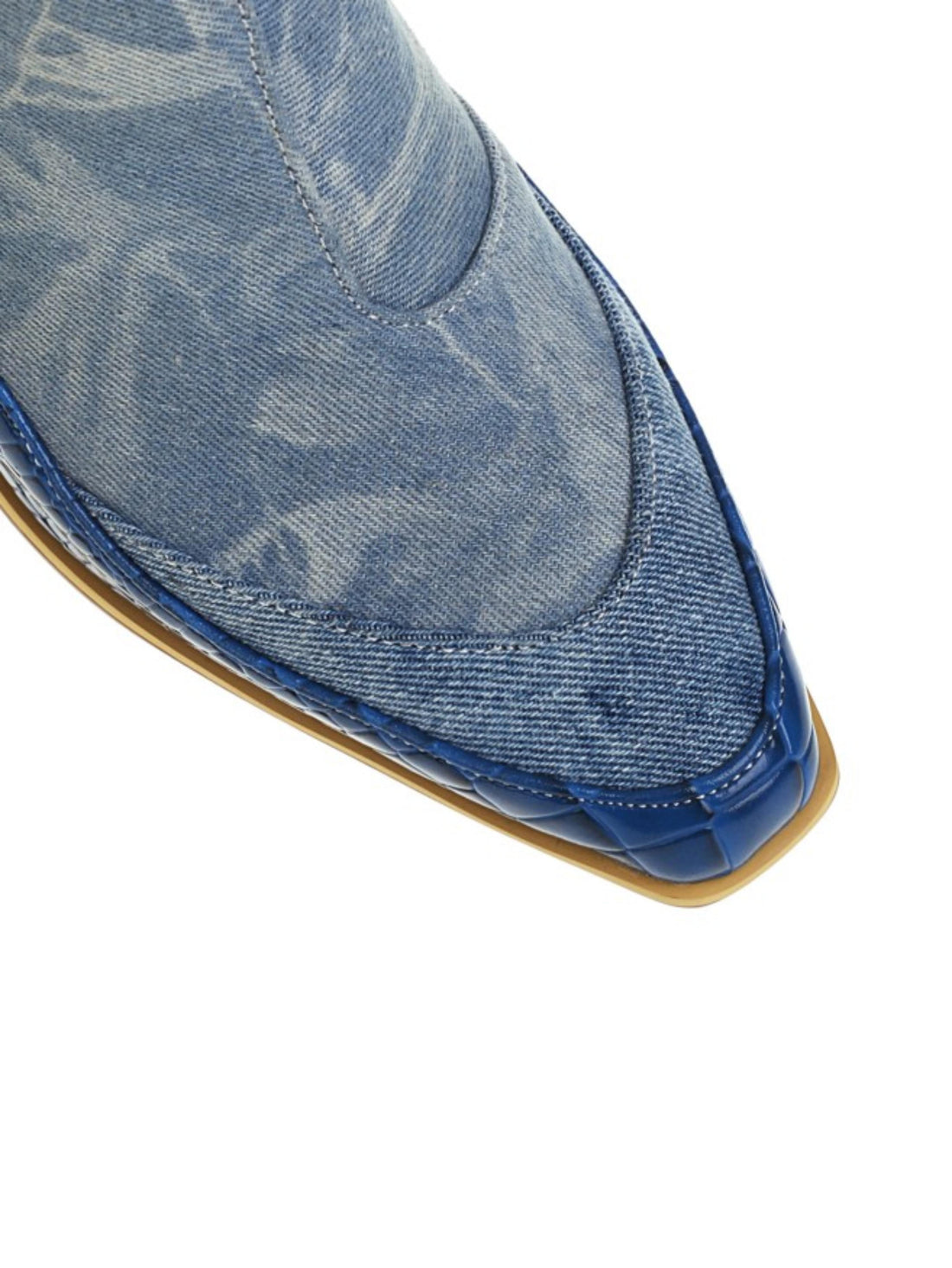 Women's Denim Blue Short Boots with Block Heels