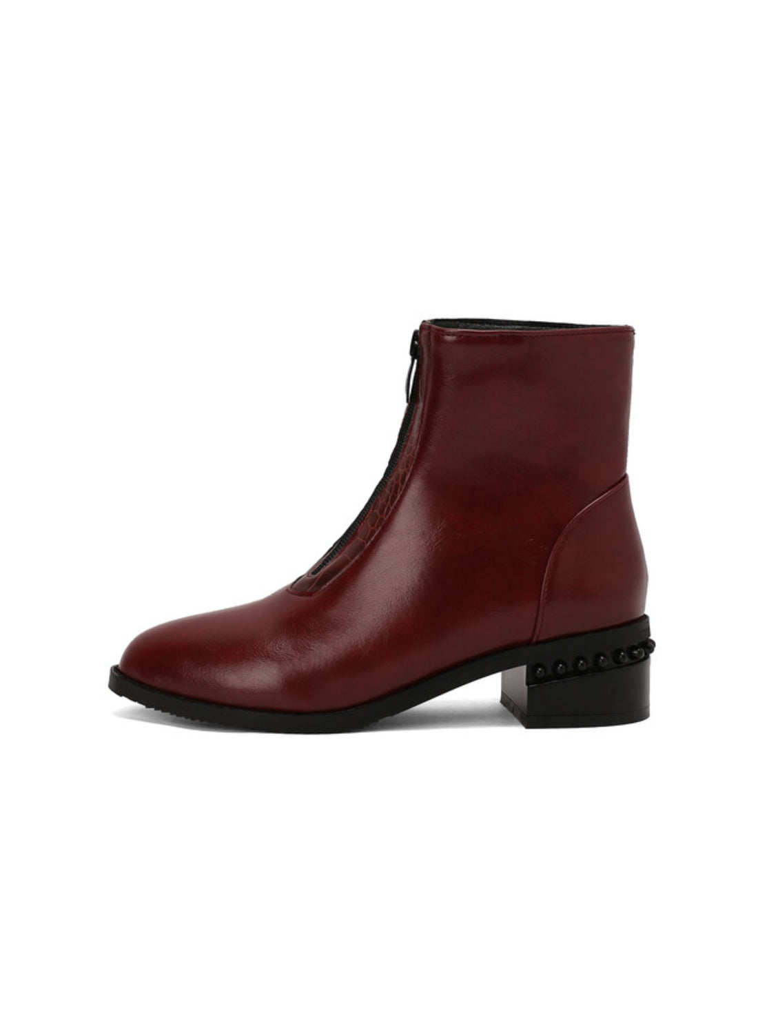 Elegant Almond Toe Burgundy Ankle Boots Women