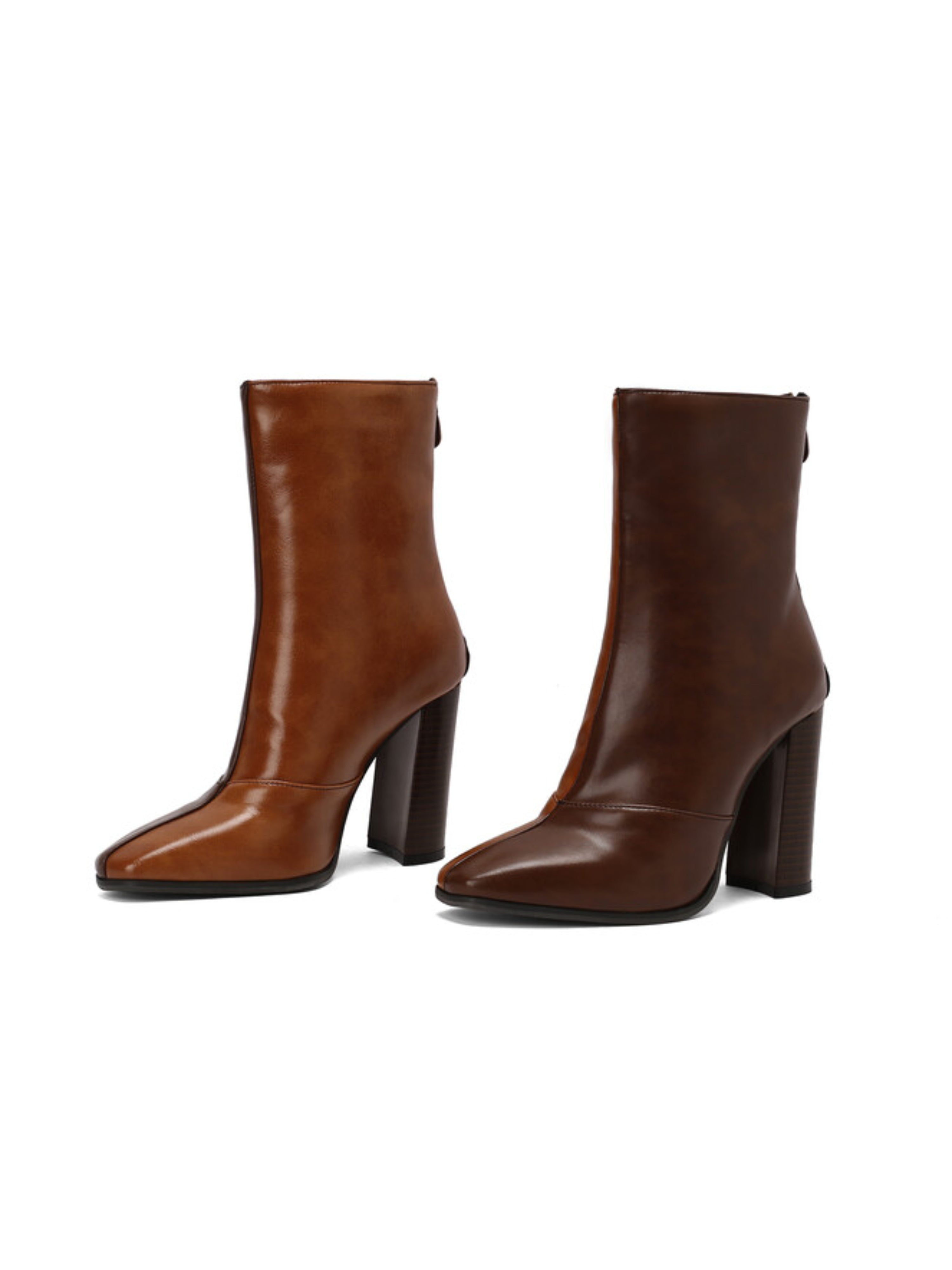 Chocolate Brown Two-Tone Color Women's Booties
