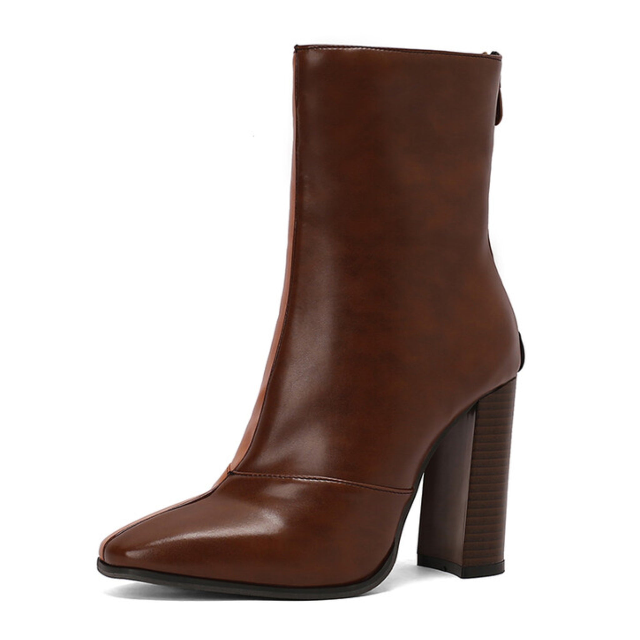 Chocolate Brown Two-Tone Color Women's Booties