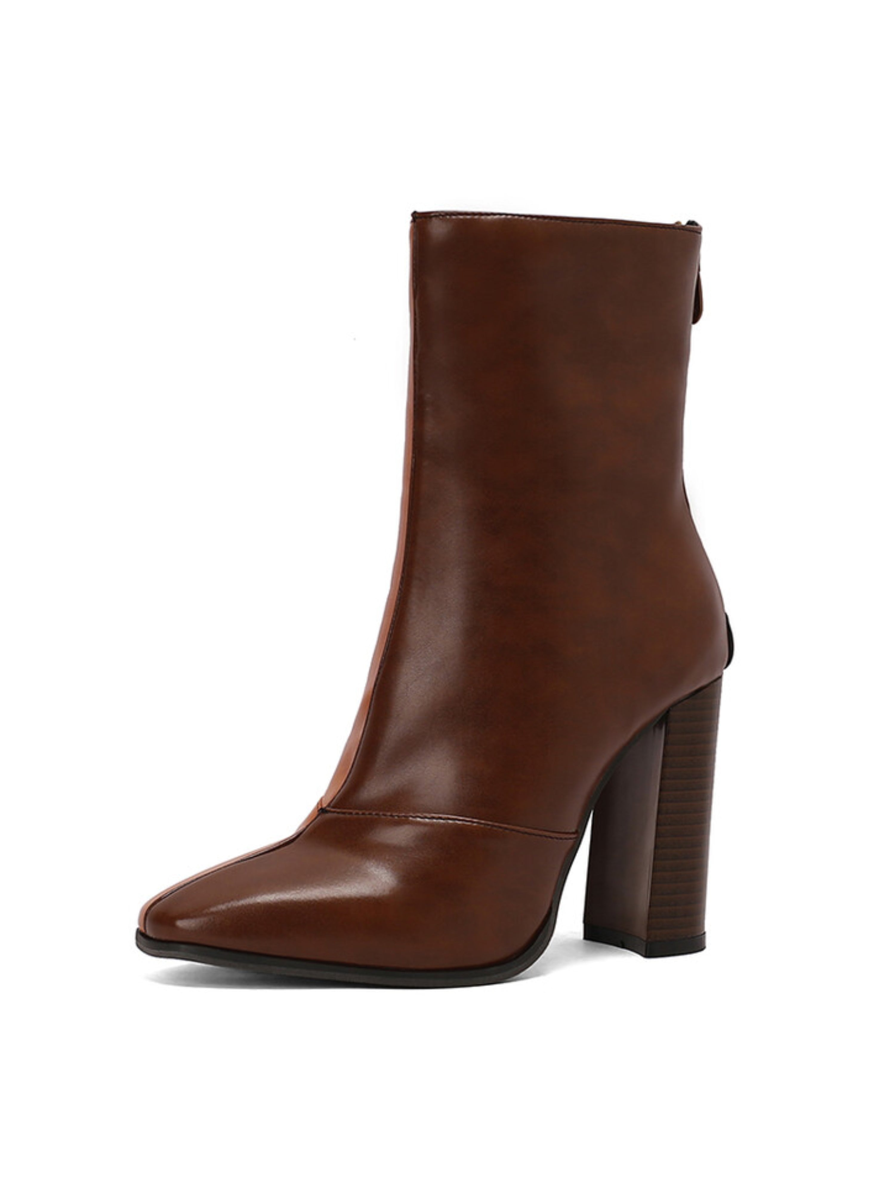 Chocolate Brown Two-Tone Color Women's Booties