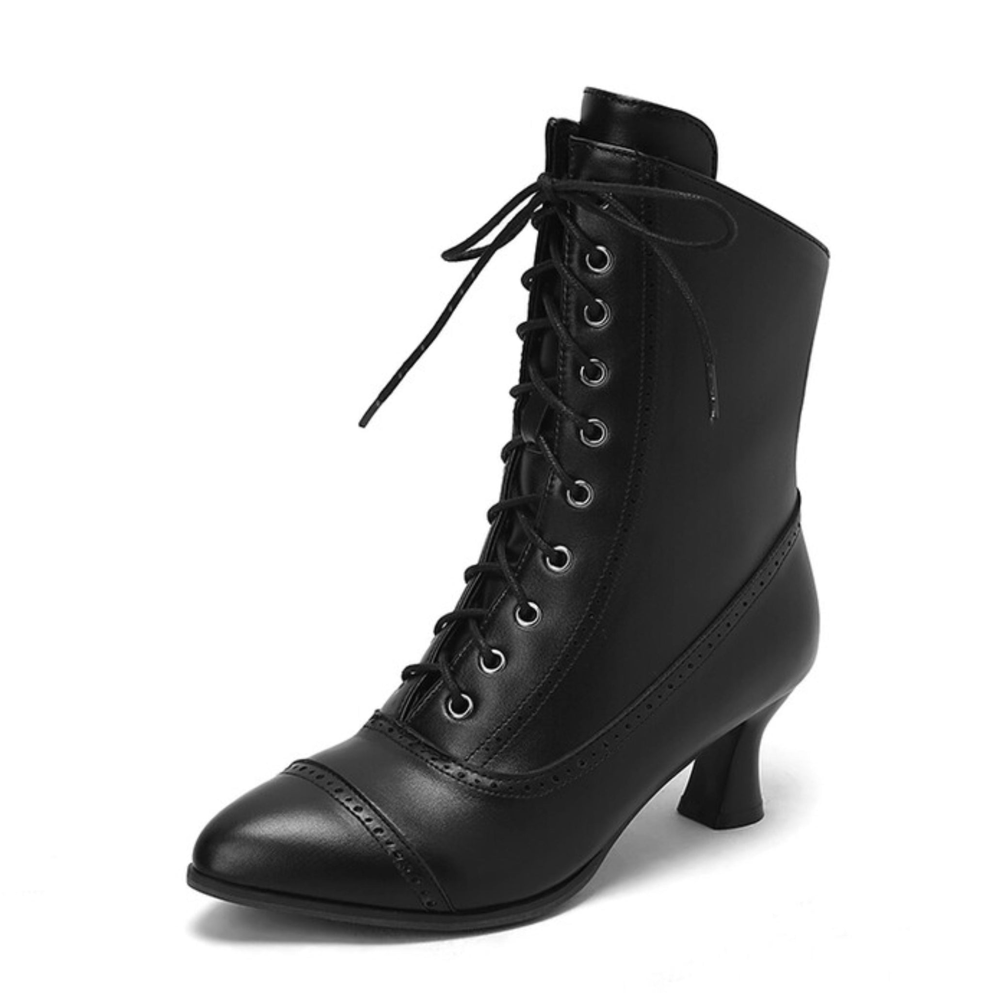 Victorian Black Lace-Up Ankle Boots