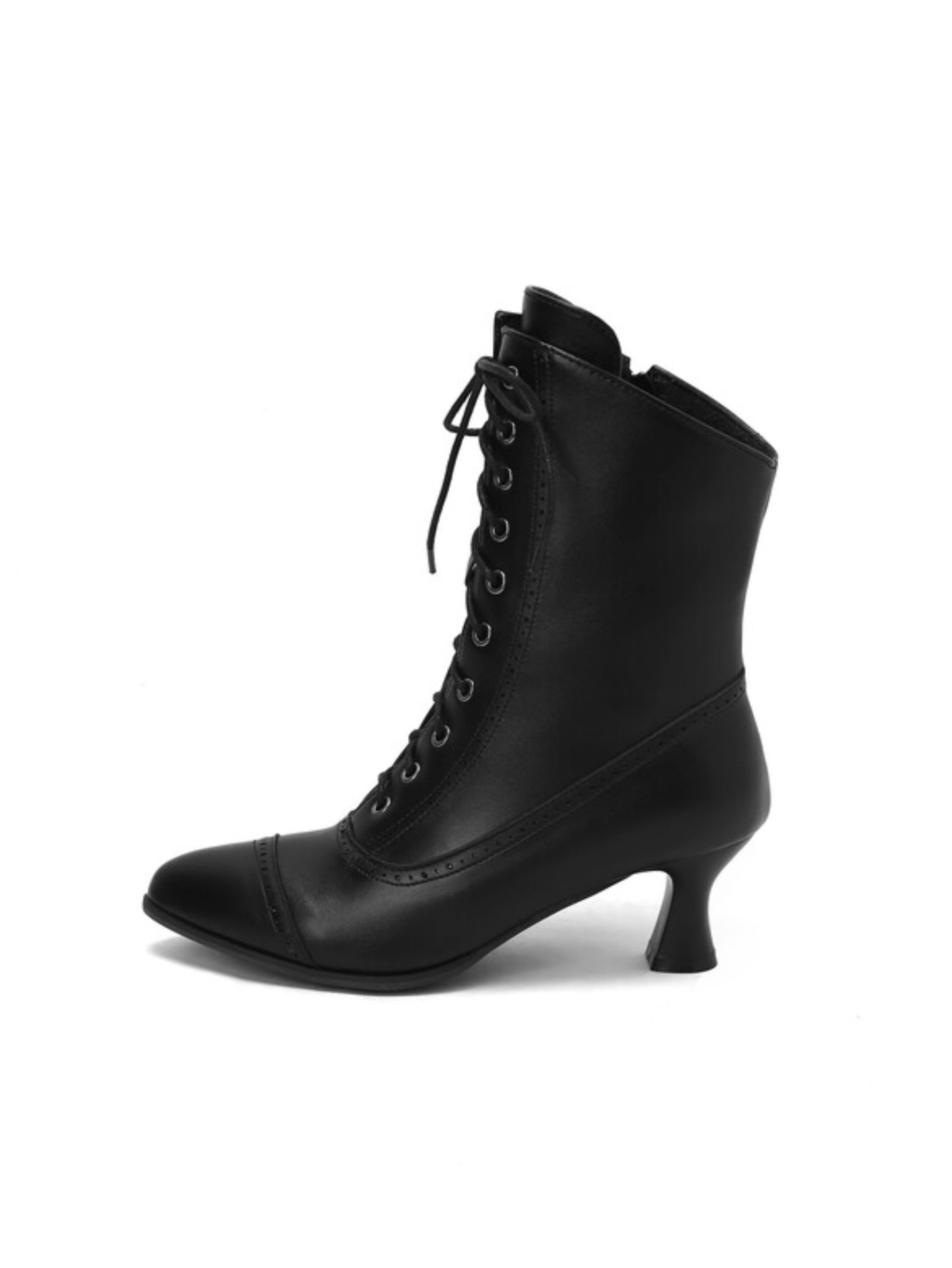 Victorian Black Lace-Up Ankle Boots