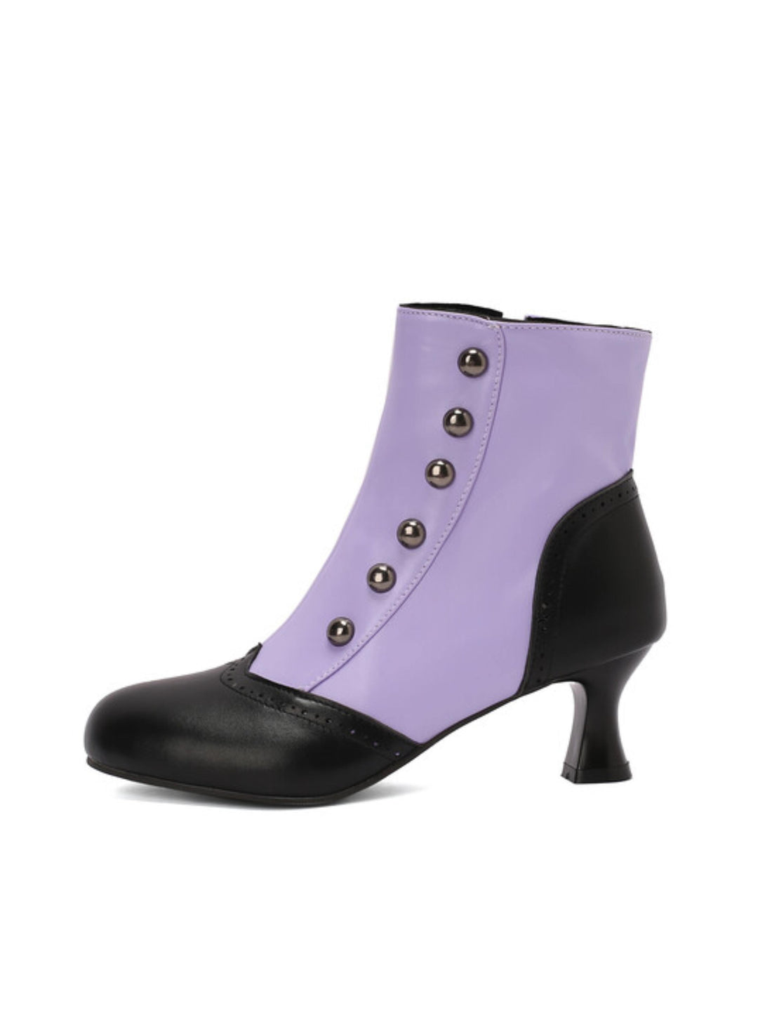 Purple and Black Button Victorian Boots Ankle Length
