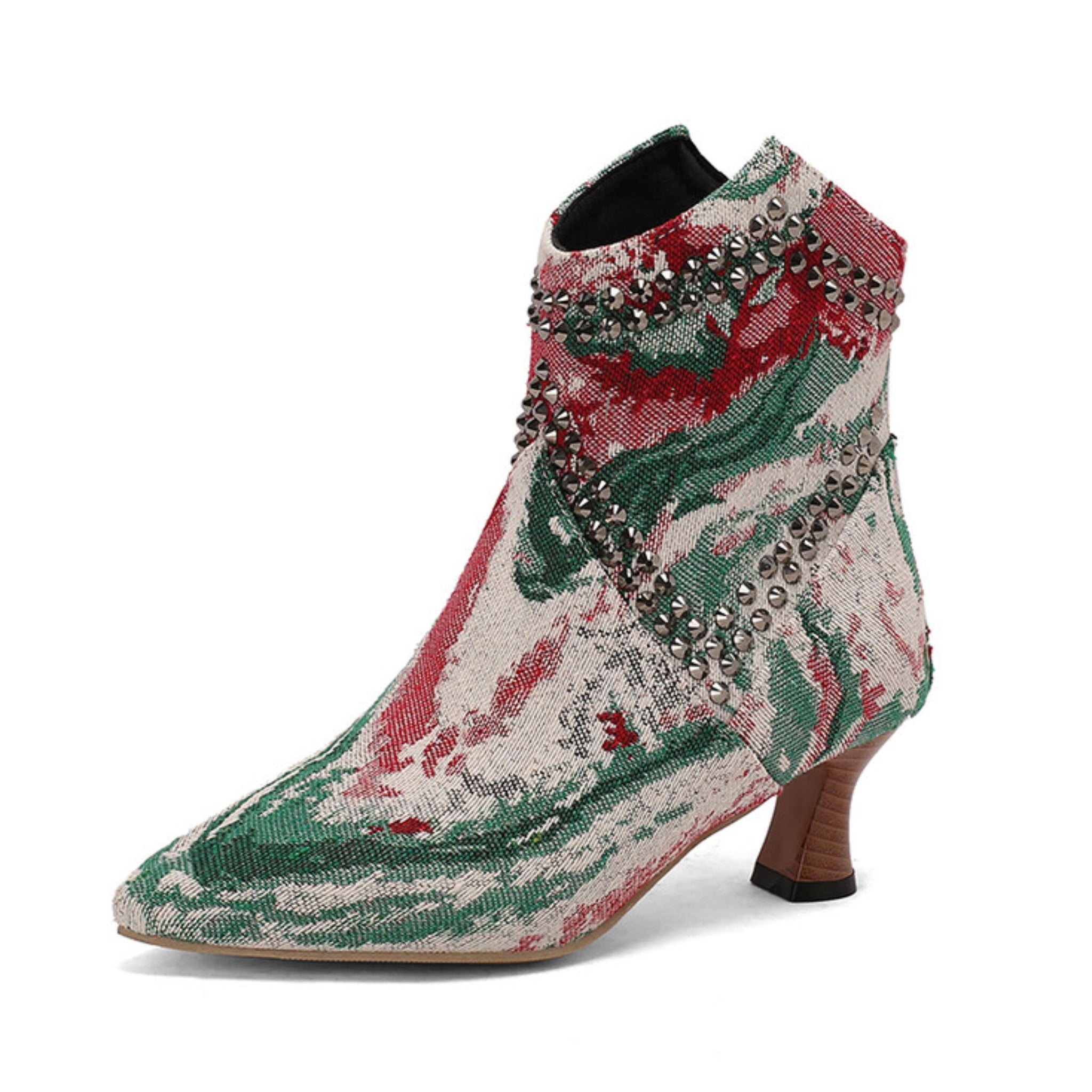 Tie Dye Pattern Women’s Ankle Boots with Rhinestones