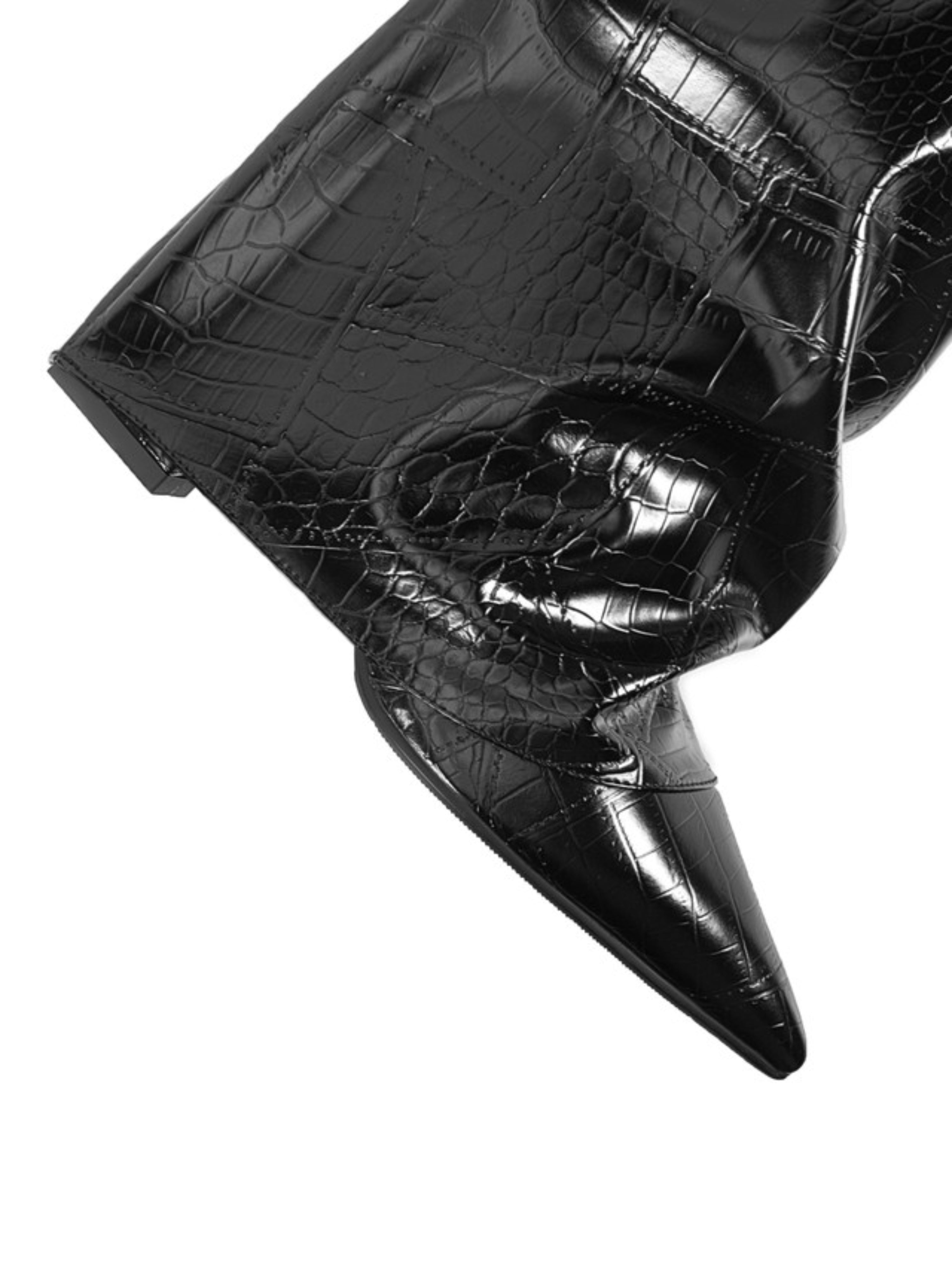 Black Slouchy Pointed Toe Knee High Boots Women