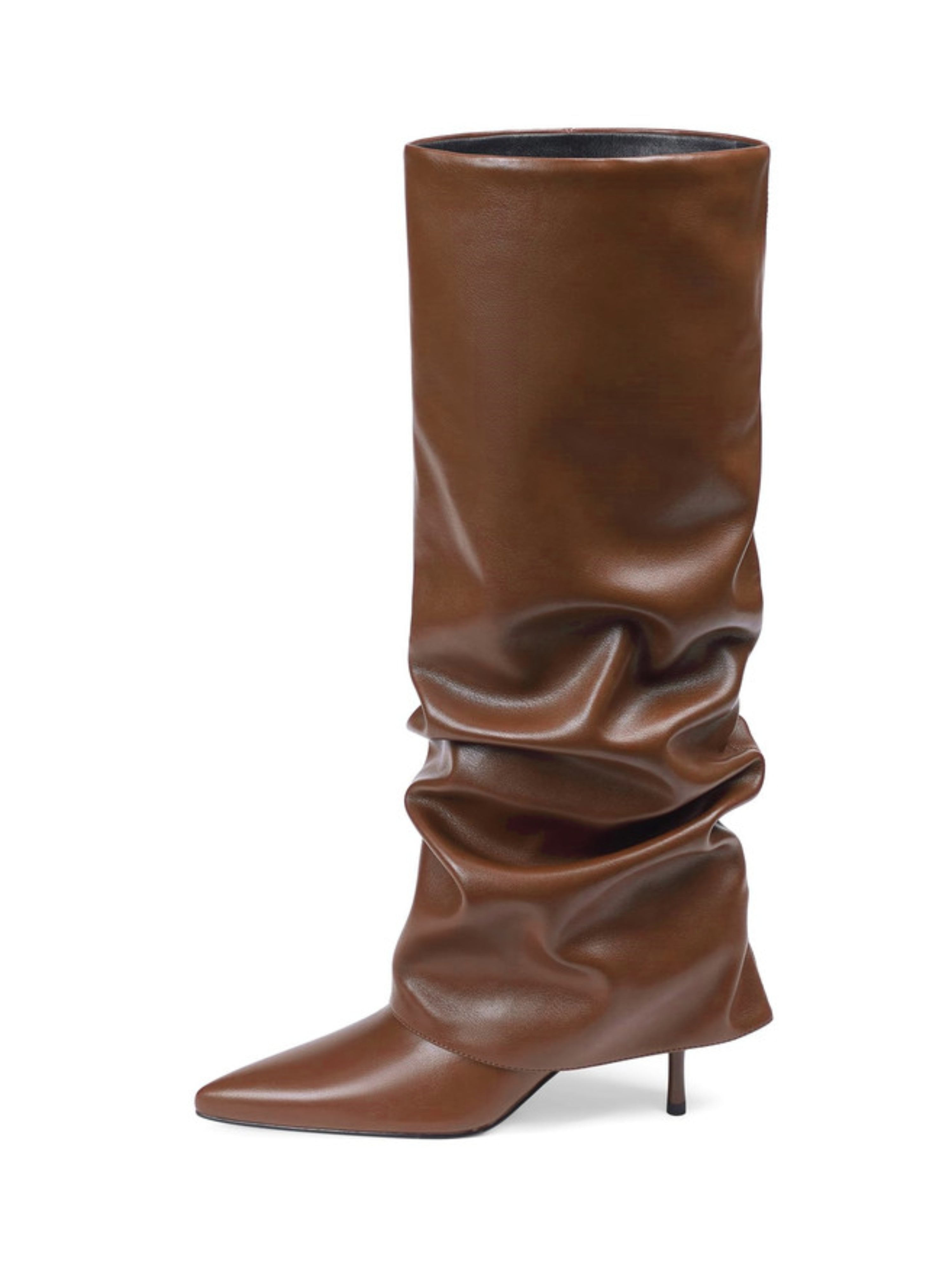 Women's Elegant Brown High Heeled Tall Boots