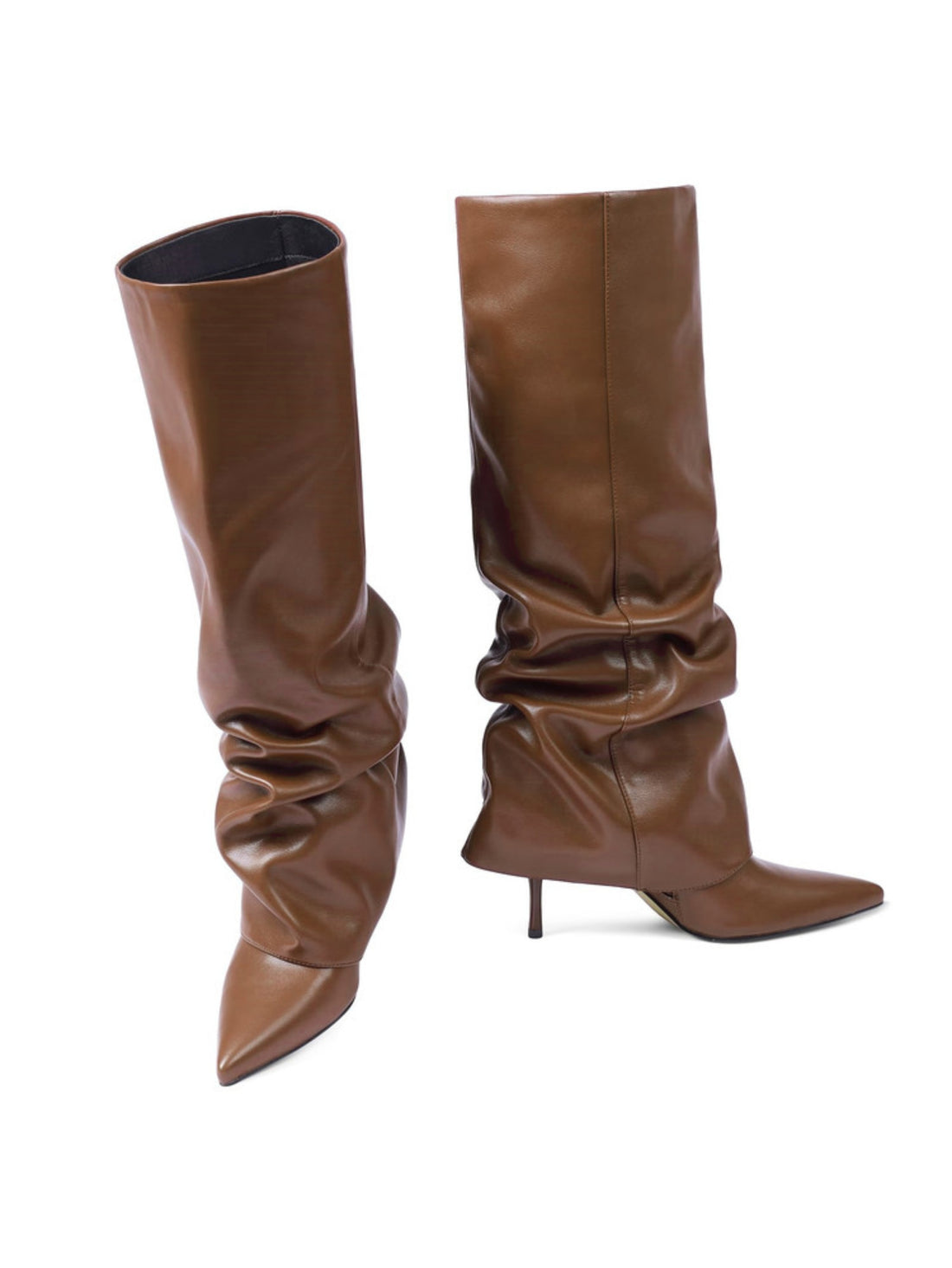 Women's Elegant Brown High Heeled Tall Boots