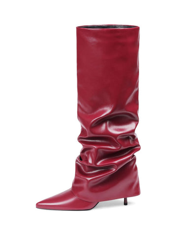 Red Stiletto High-Heel Knee High Boots for Women