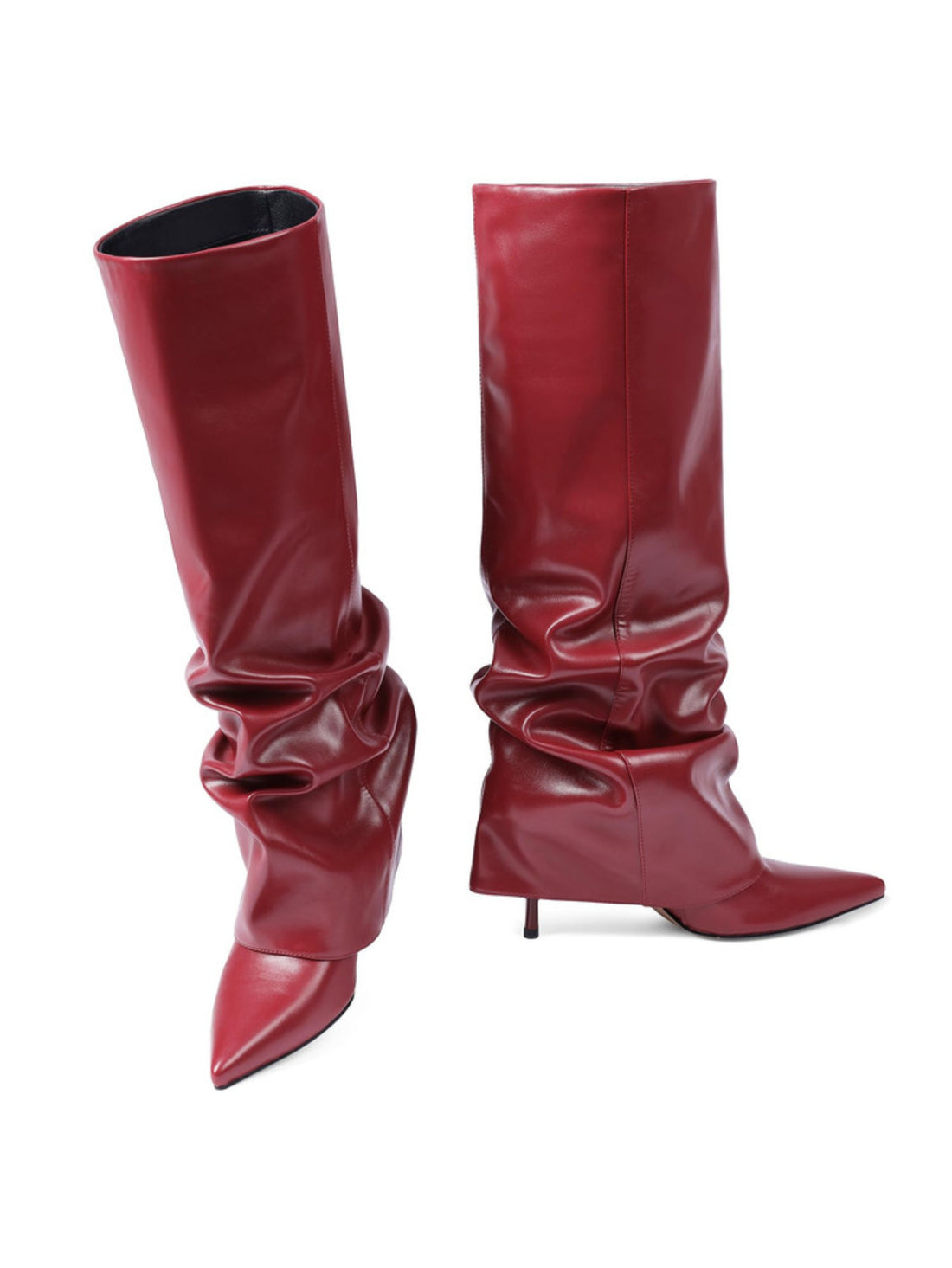 Red Stiletto High-Heel Knee High Boots for Women