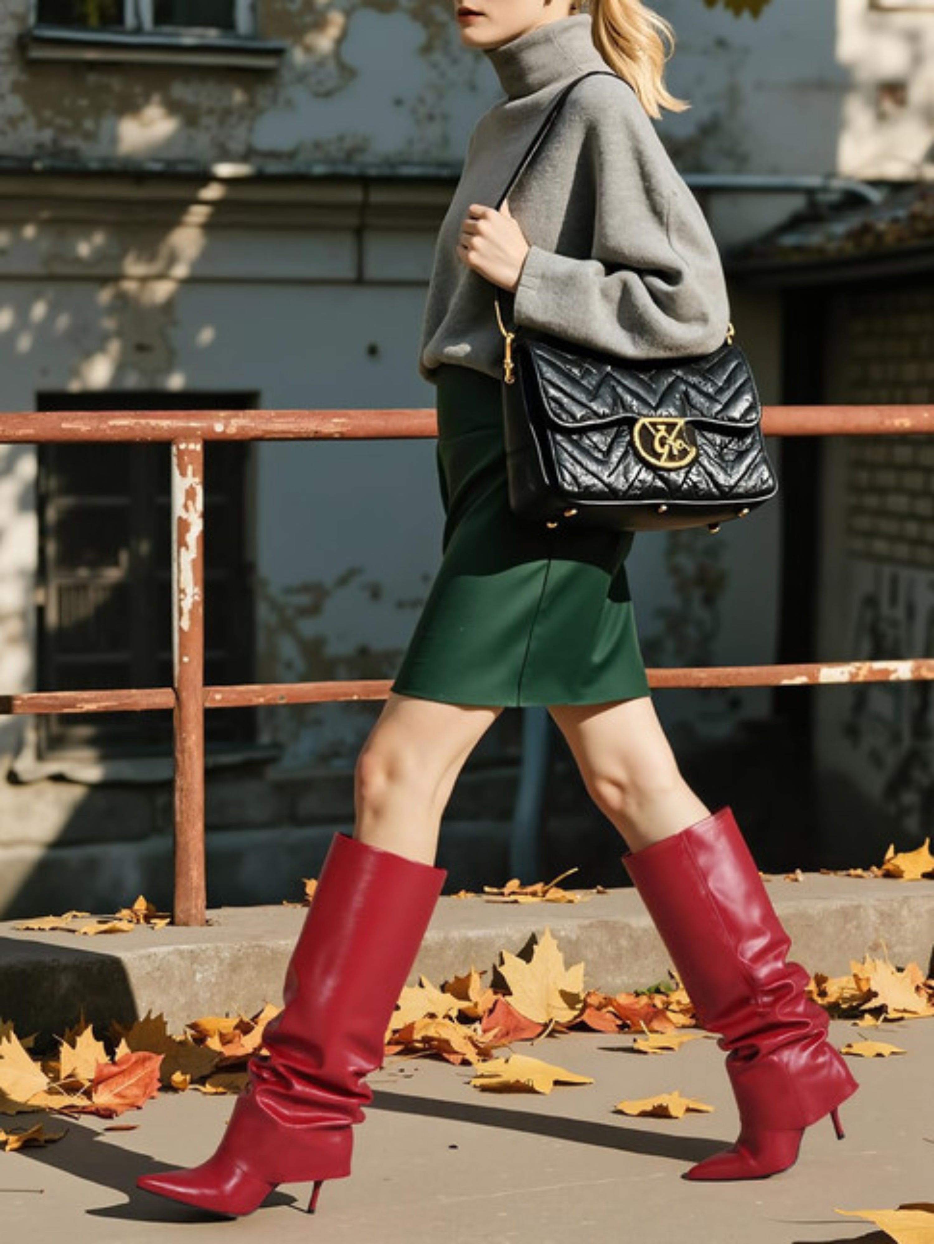 Red Stiletto High-Heel Knee High Boots for Women