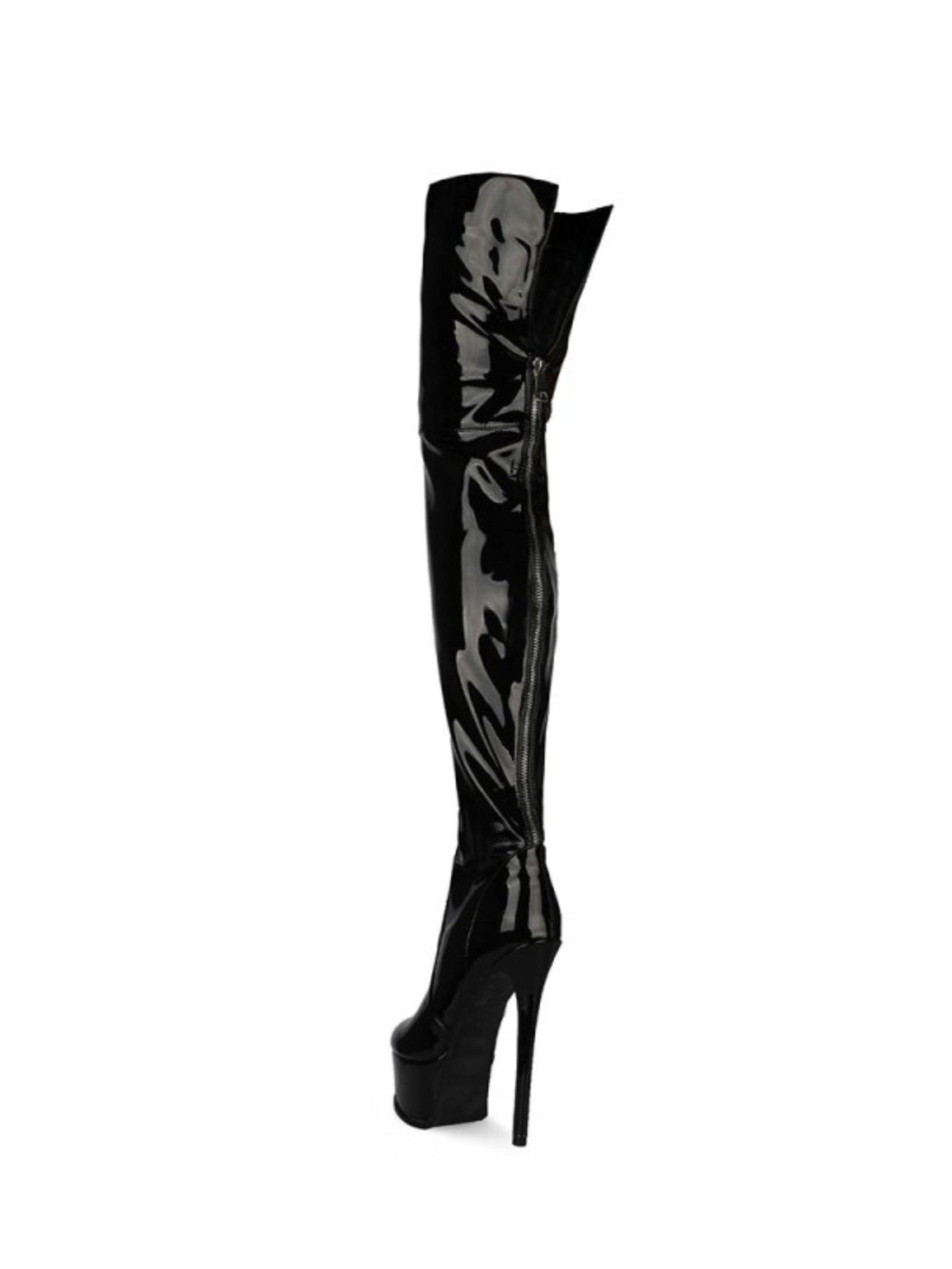 Black Slouchy Round Toe Thigh-High Boots Women