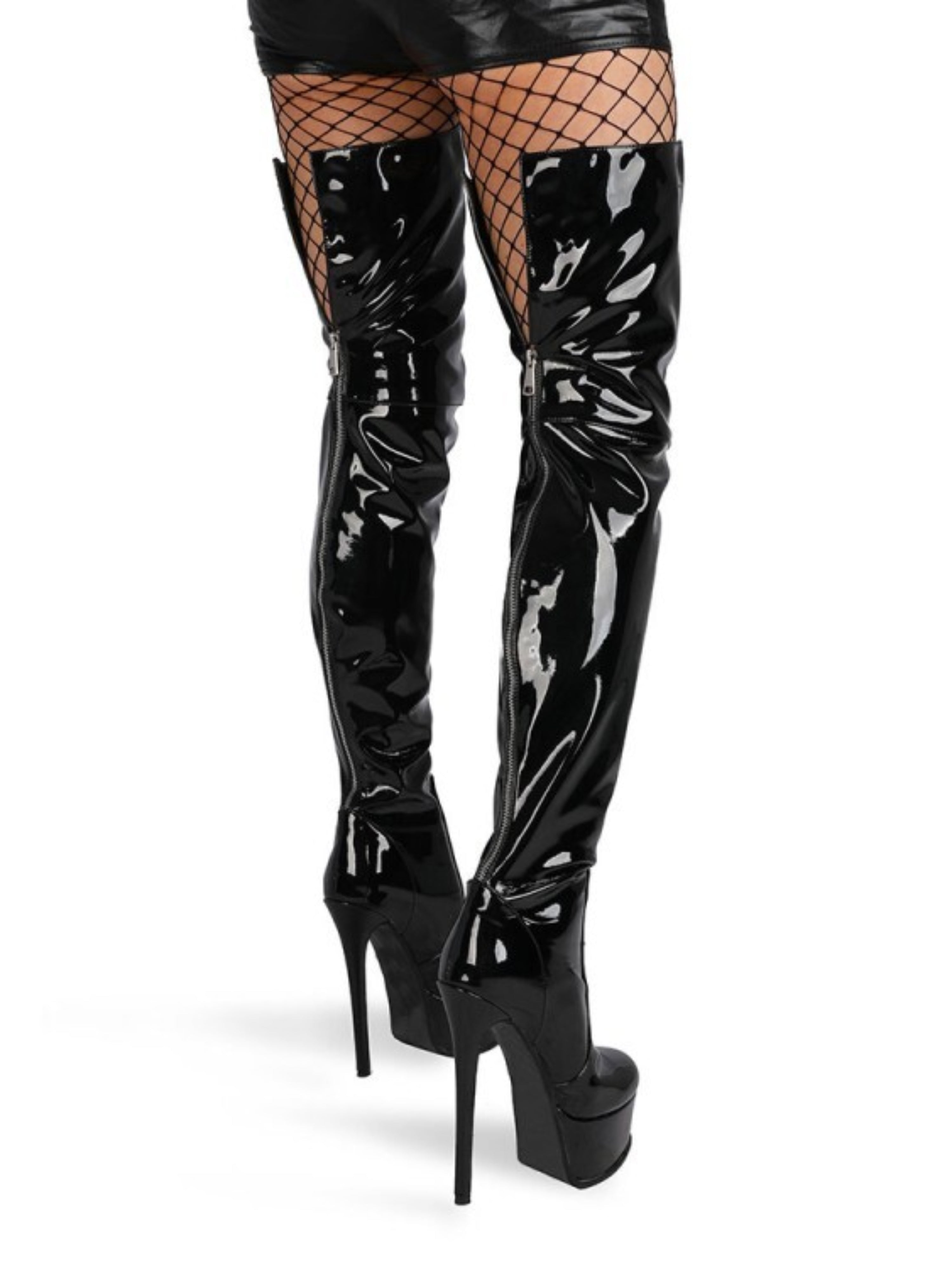 Black Slouchy Round Toe Thigh-High Boots Women