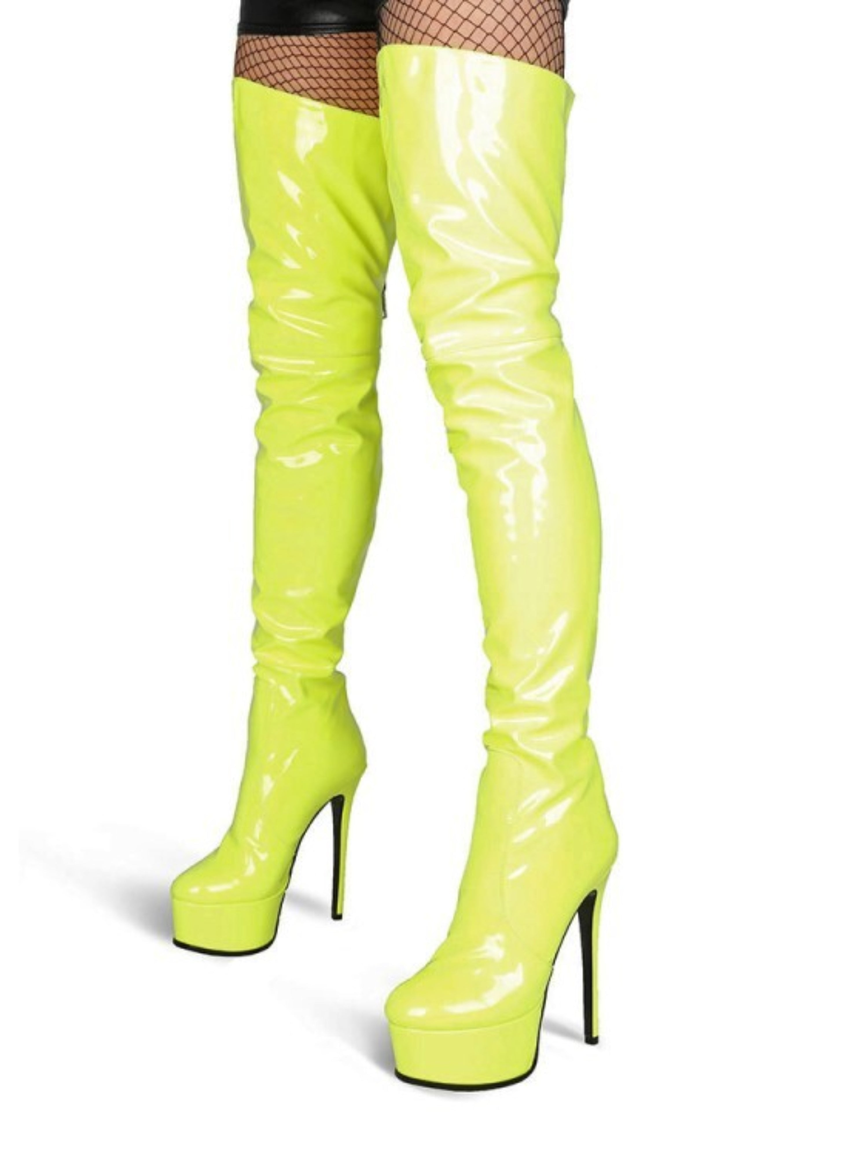 Light Green Stiletto Over-The-Knee Boots for Women