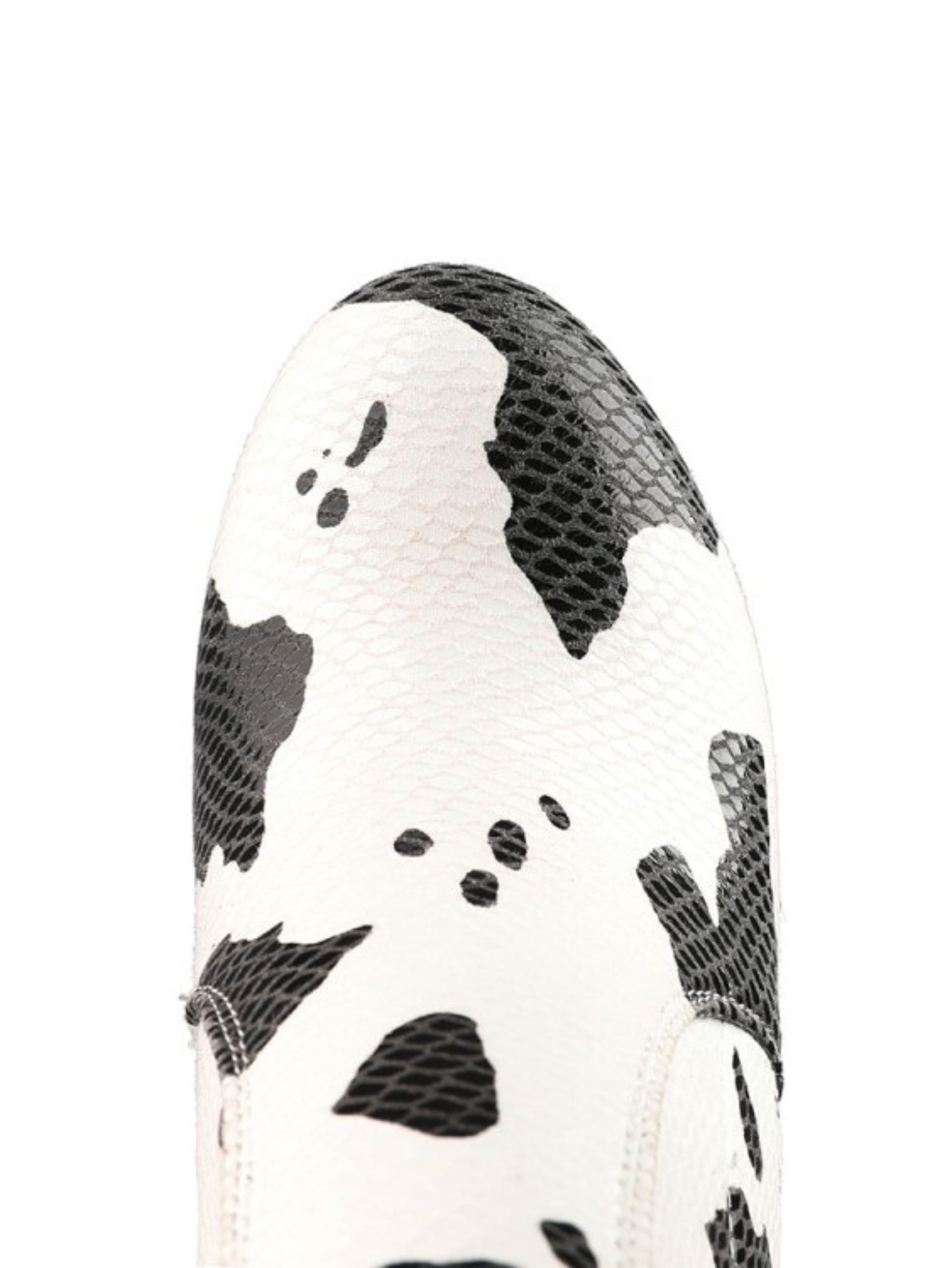 Black and White Cow Print Platform Thigh-High Boots