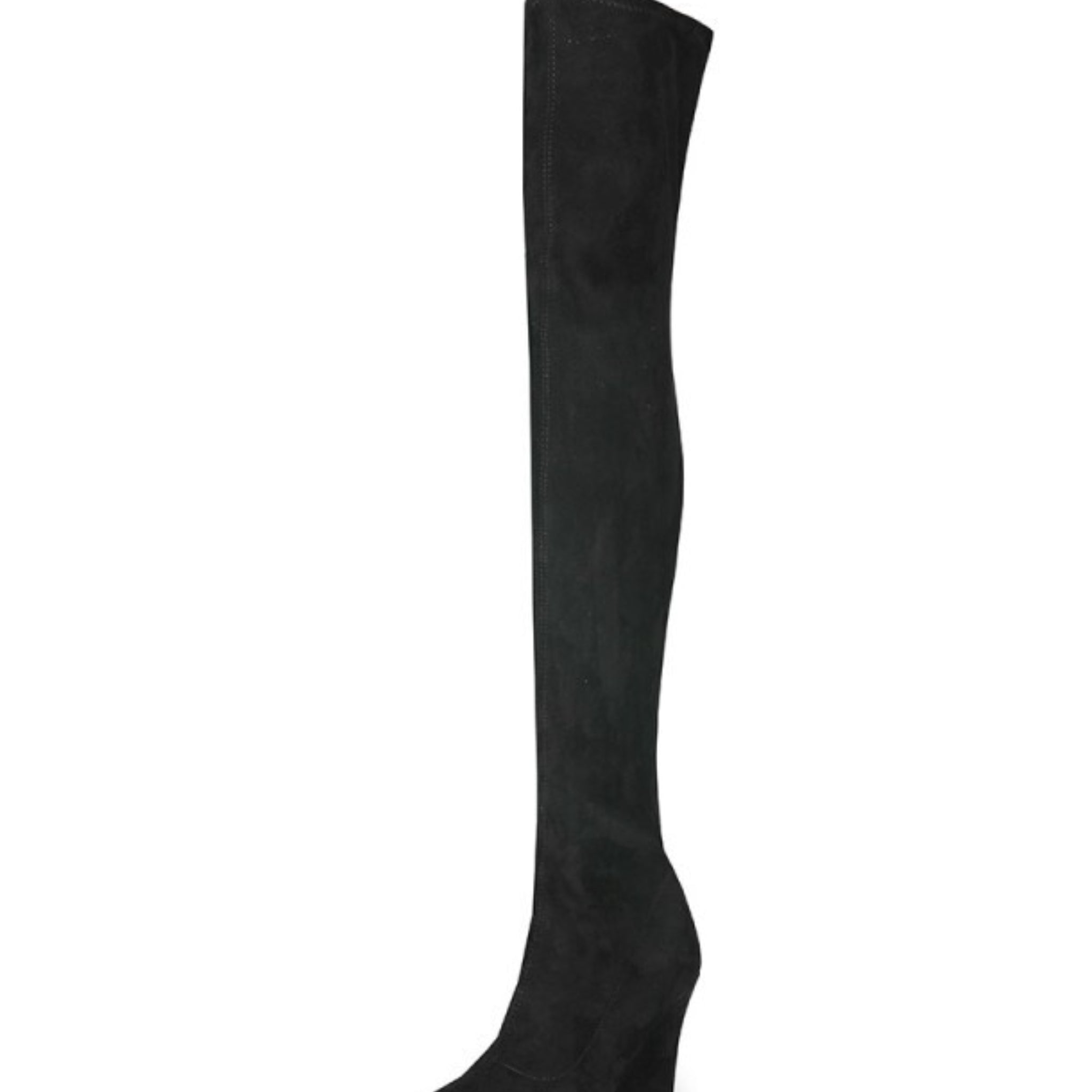 Black Pointed Toe Heeled Over-The-Knee Boots