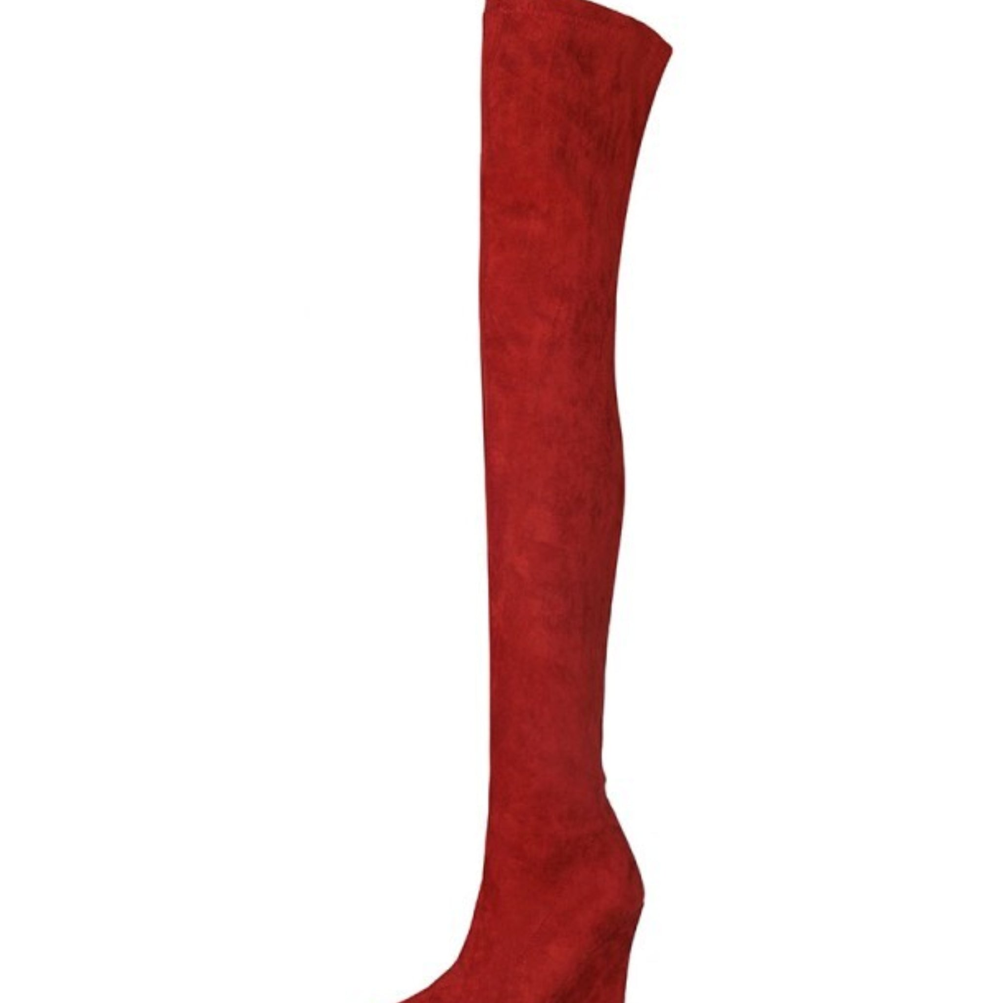 Burgundy Pointed Toe Thigh-High Boots for Women
