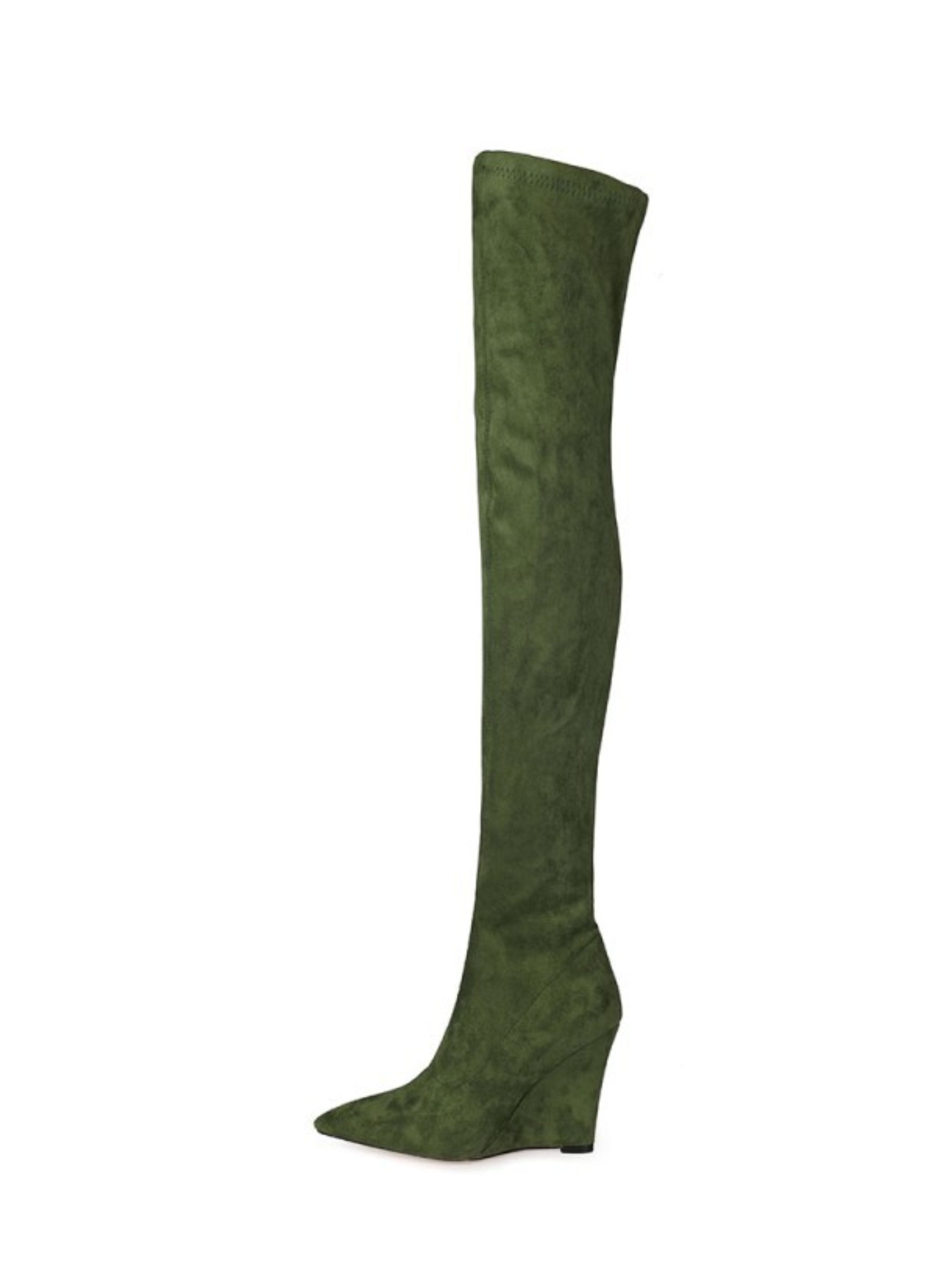 Green Wedge Heels Over-The-Knee Boots