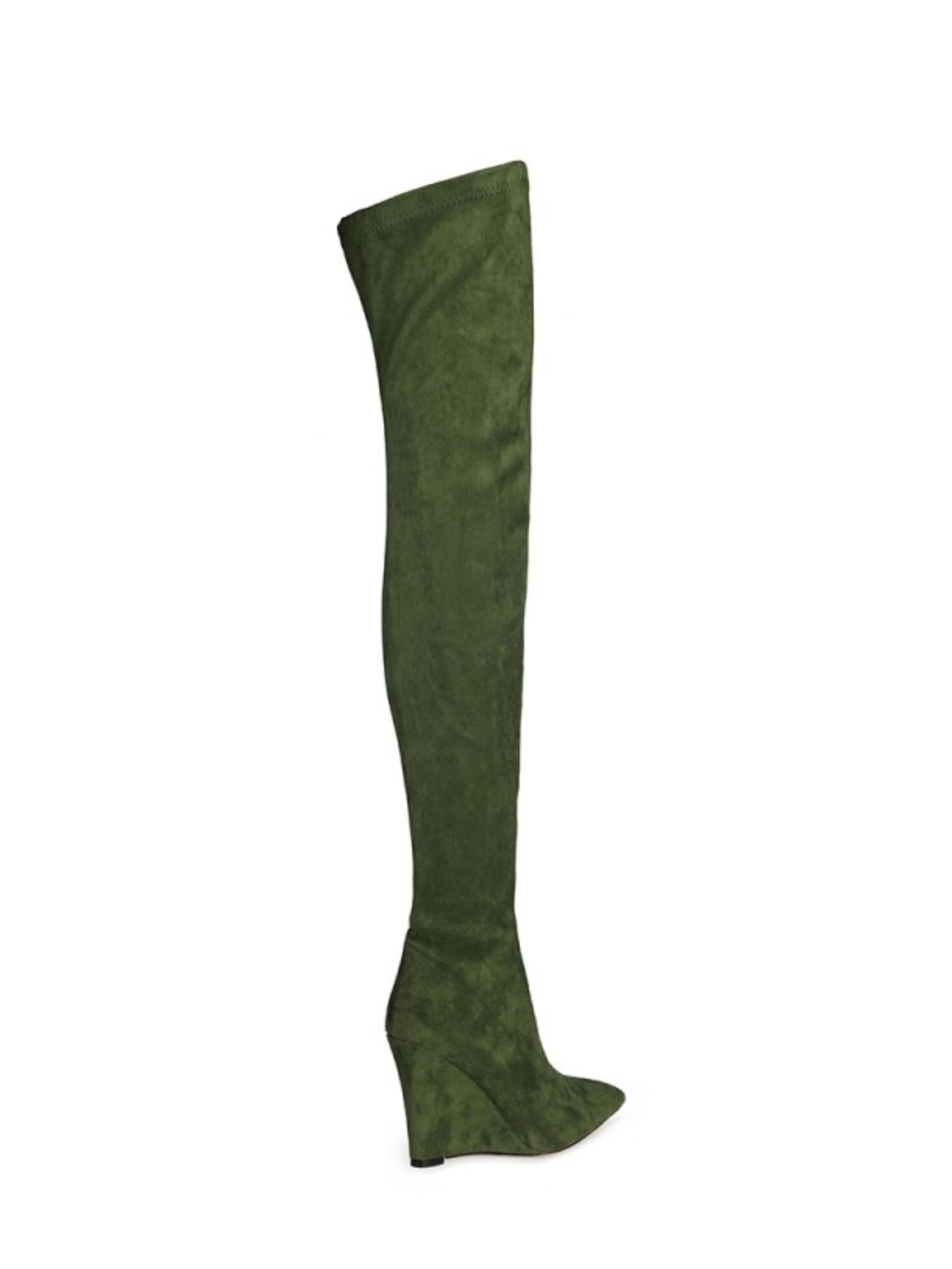 Green Wedge Heels Over-The-Knee Boots