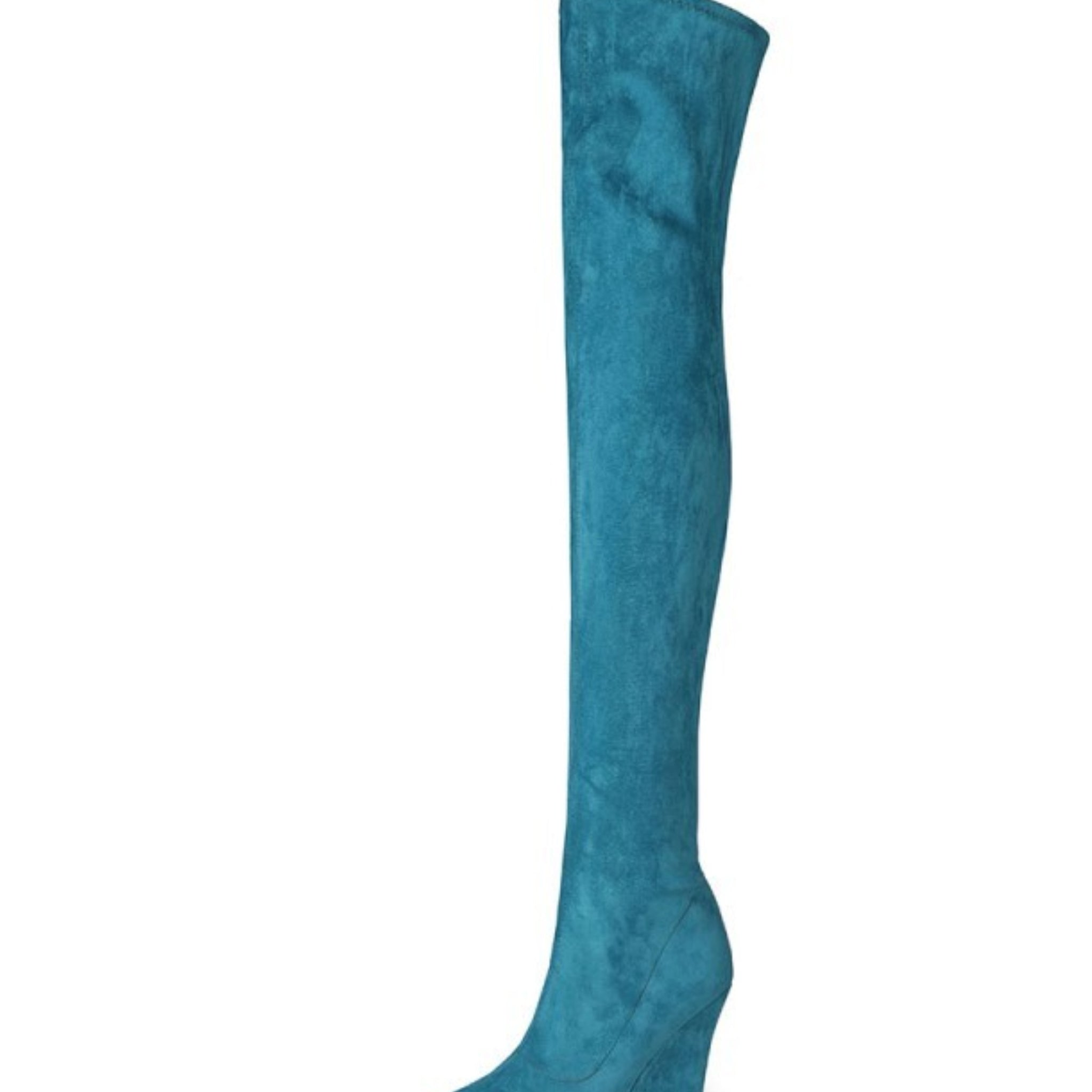 Teal Blue High-Heel Thigh-High Boots for Women