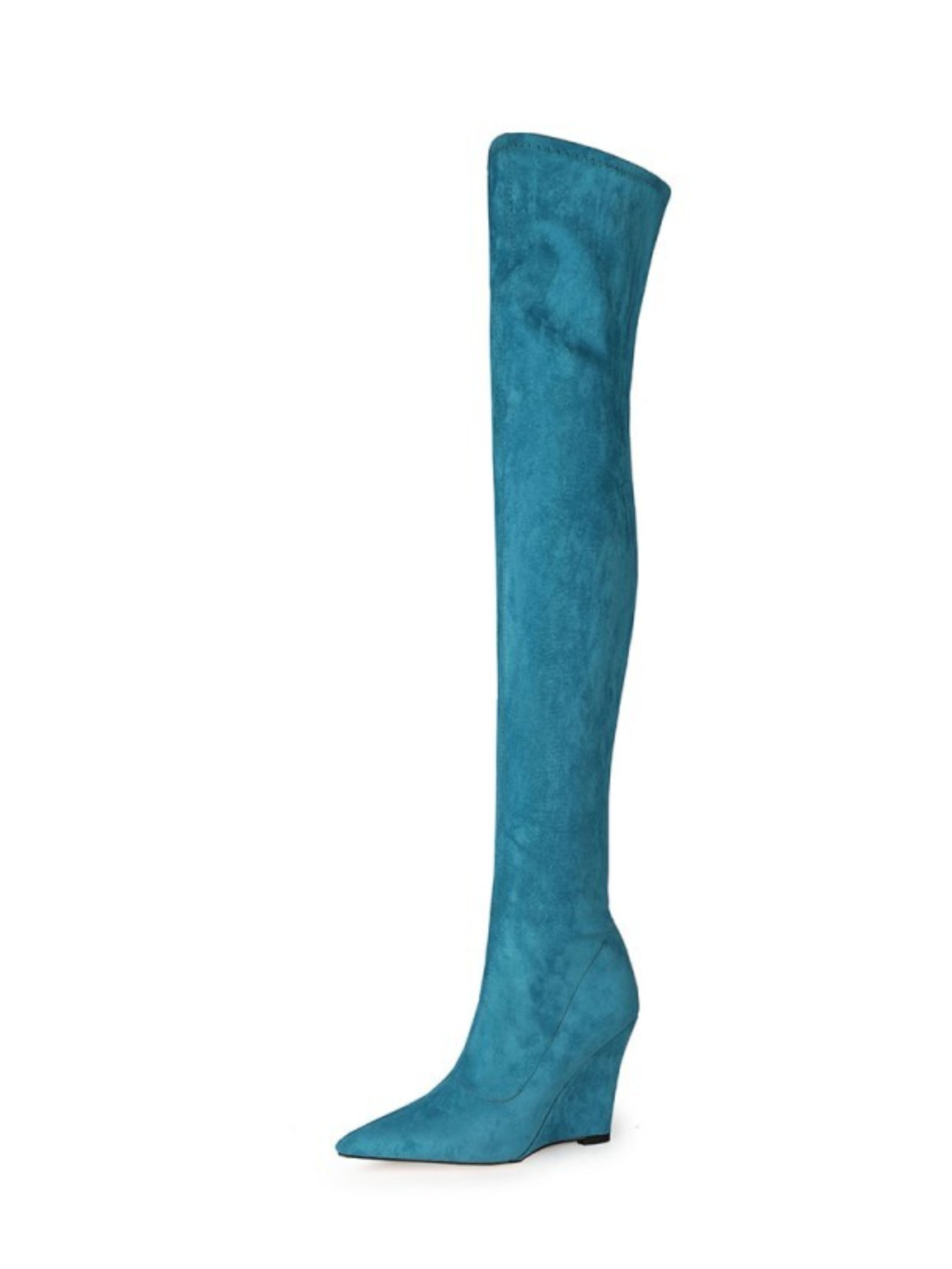 Teal Blue High-Heel Thigh-High Boots for Women