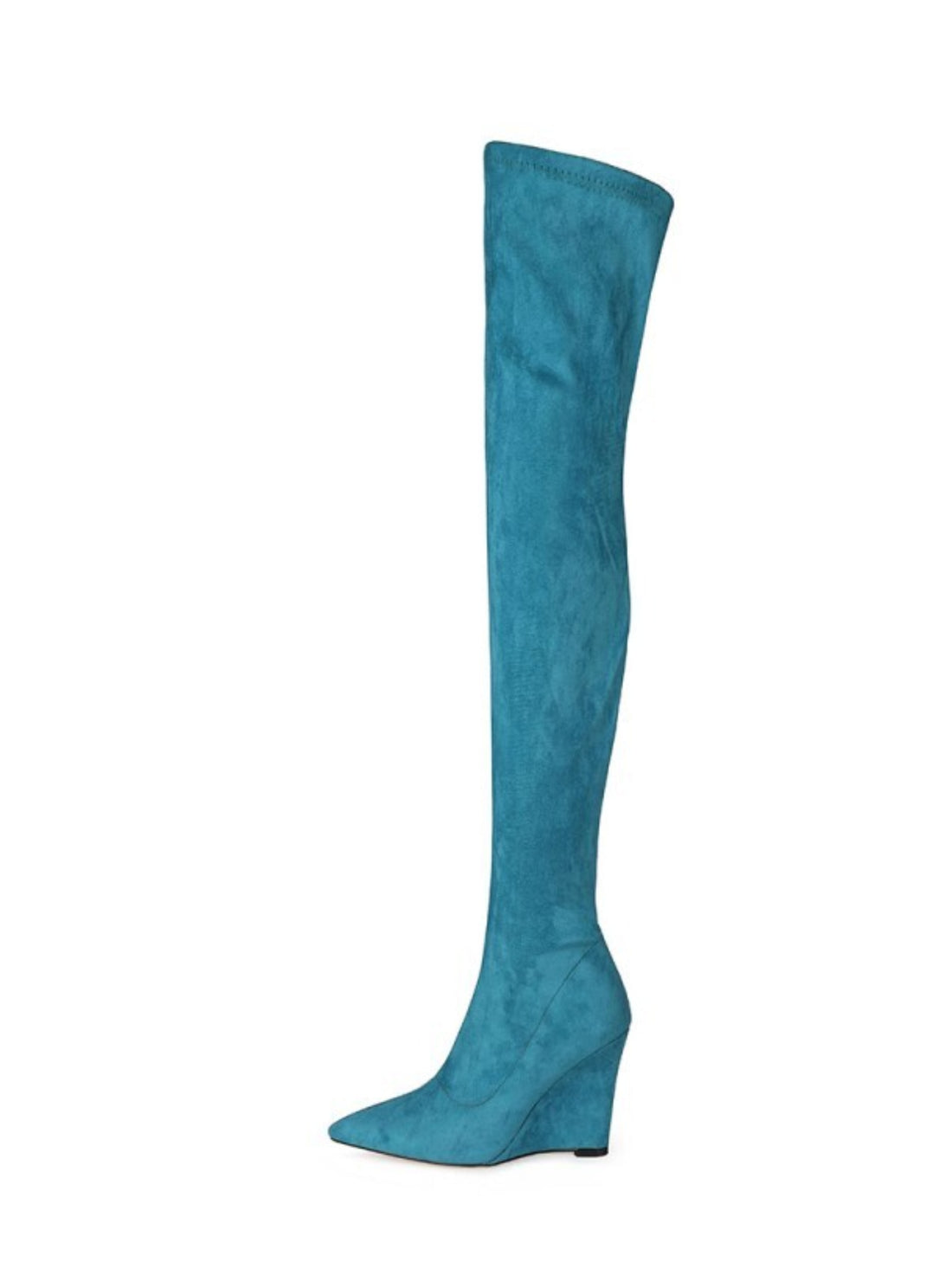 Teal Blue High-Heel Thigh-High Boots for Women