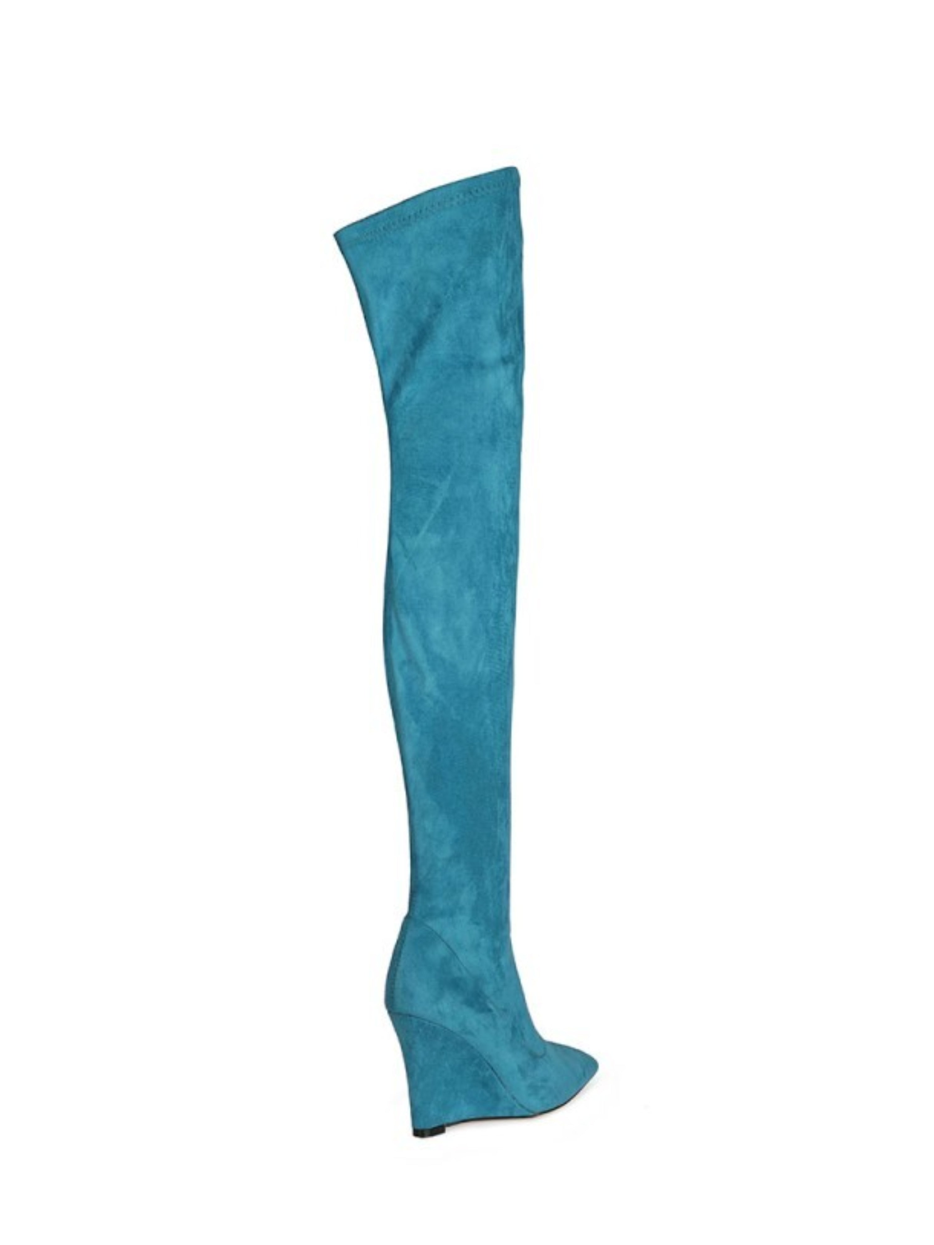 Teal Blue High-Heel Thigh-High Boots for Women