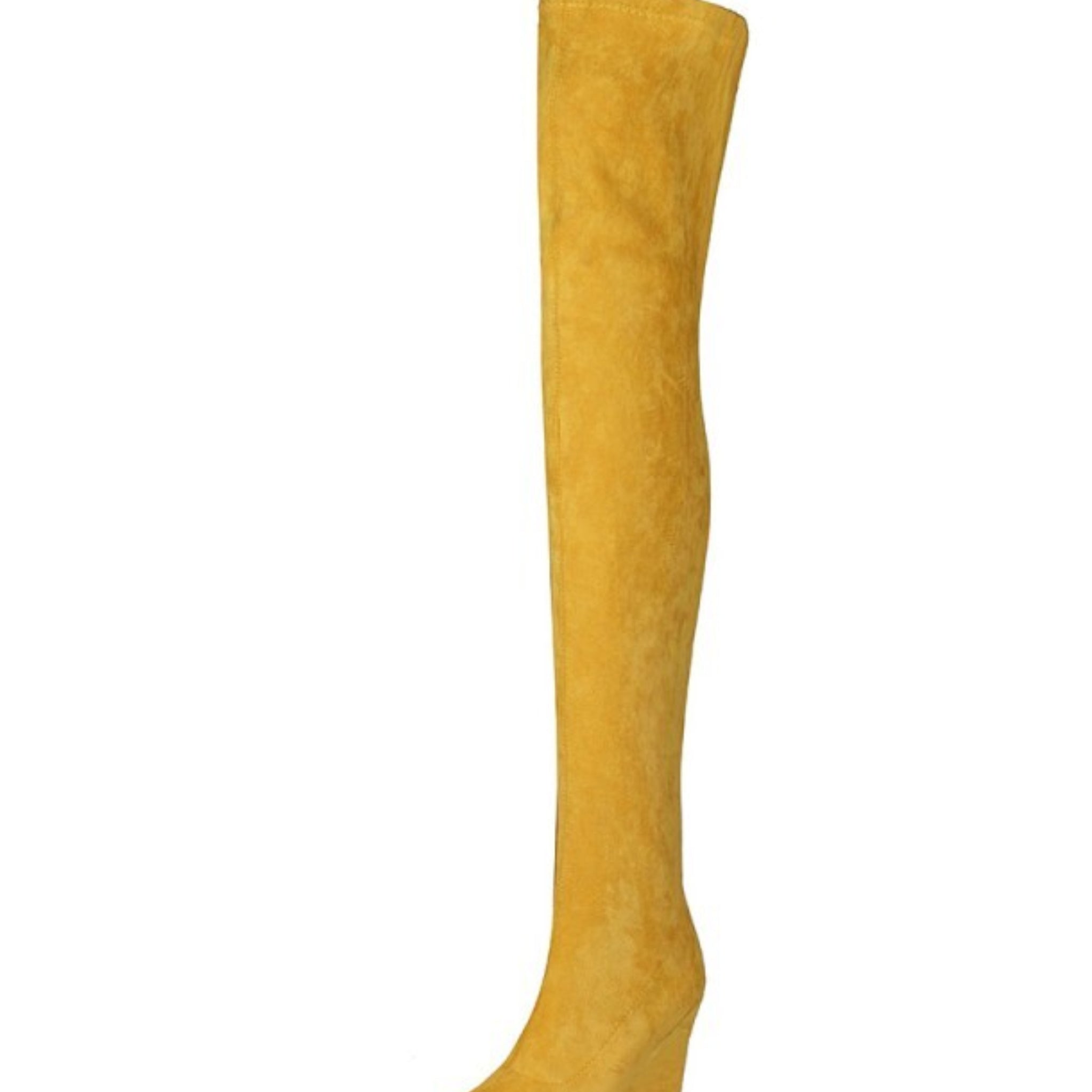 Yellow Wedge High Heels Women's Over-The-Knee Boots
