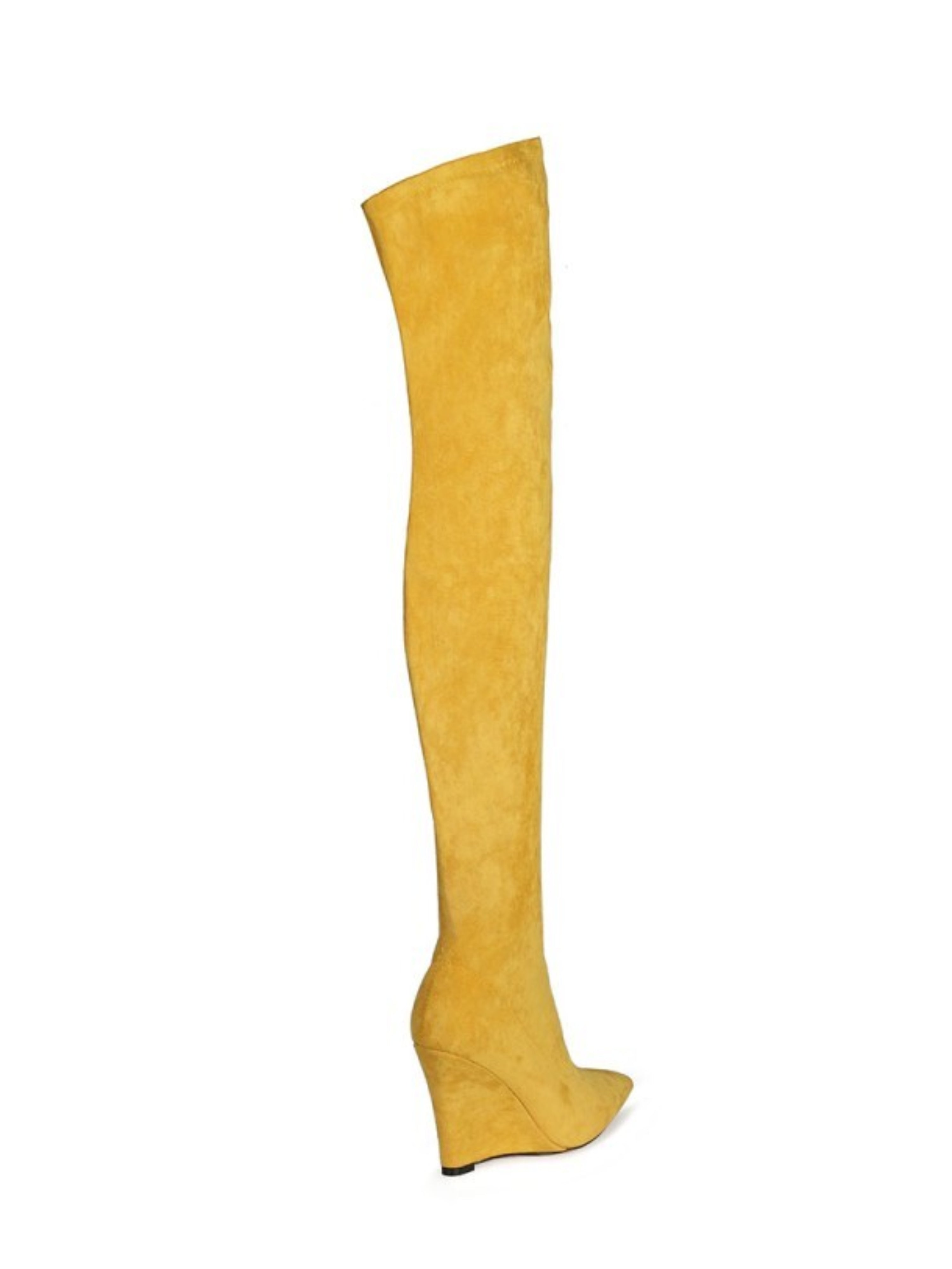 Yellow Wedge High Heels Women's Over-The-Knee Boots