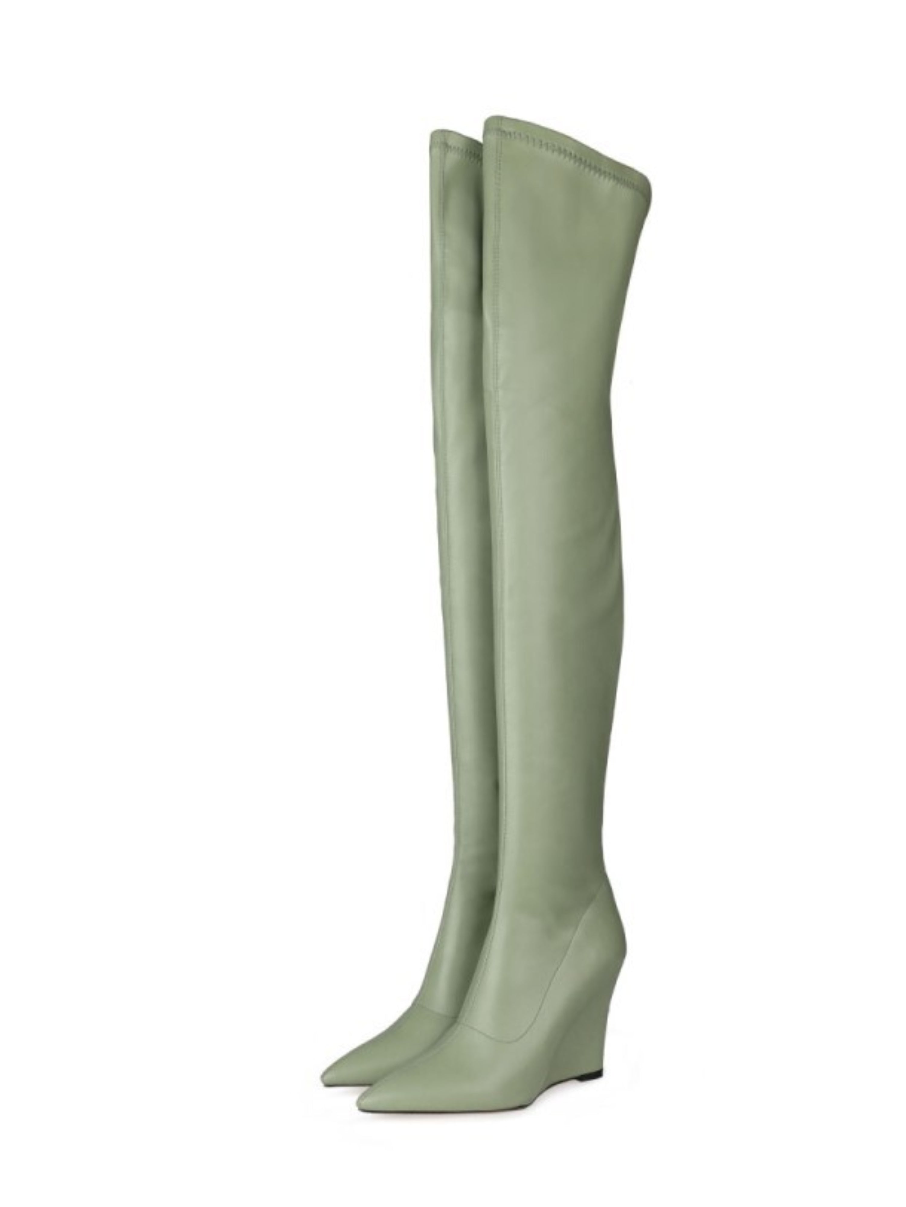 Grass Green Wedge Women's Over-The-Knee Boots