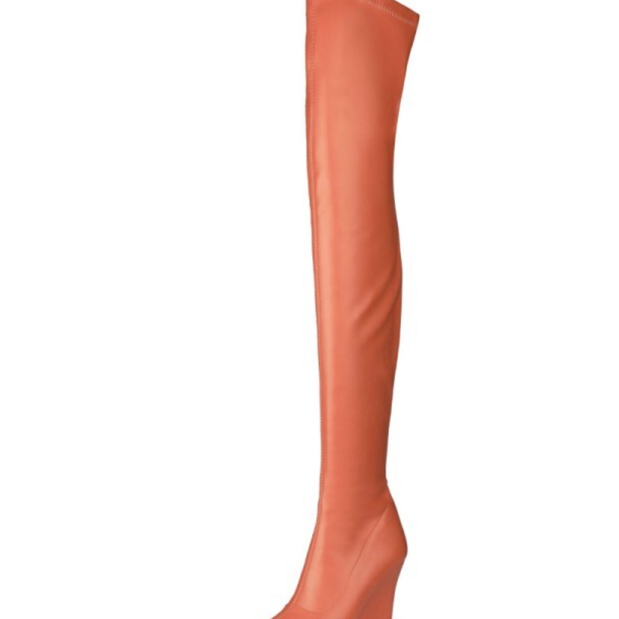 Orange Faux Leather Thigh-High Boots Women