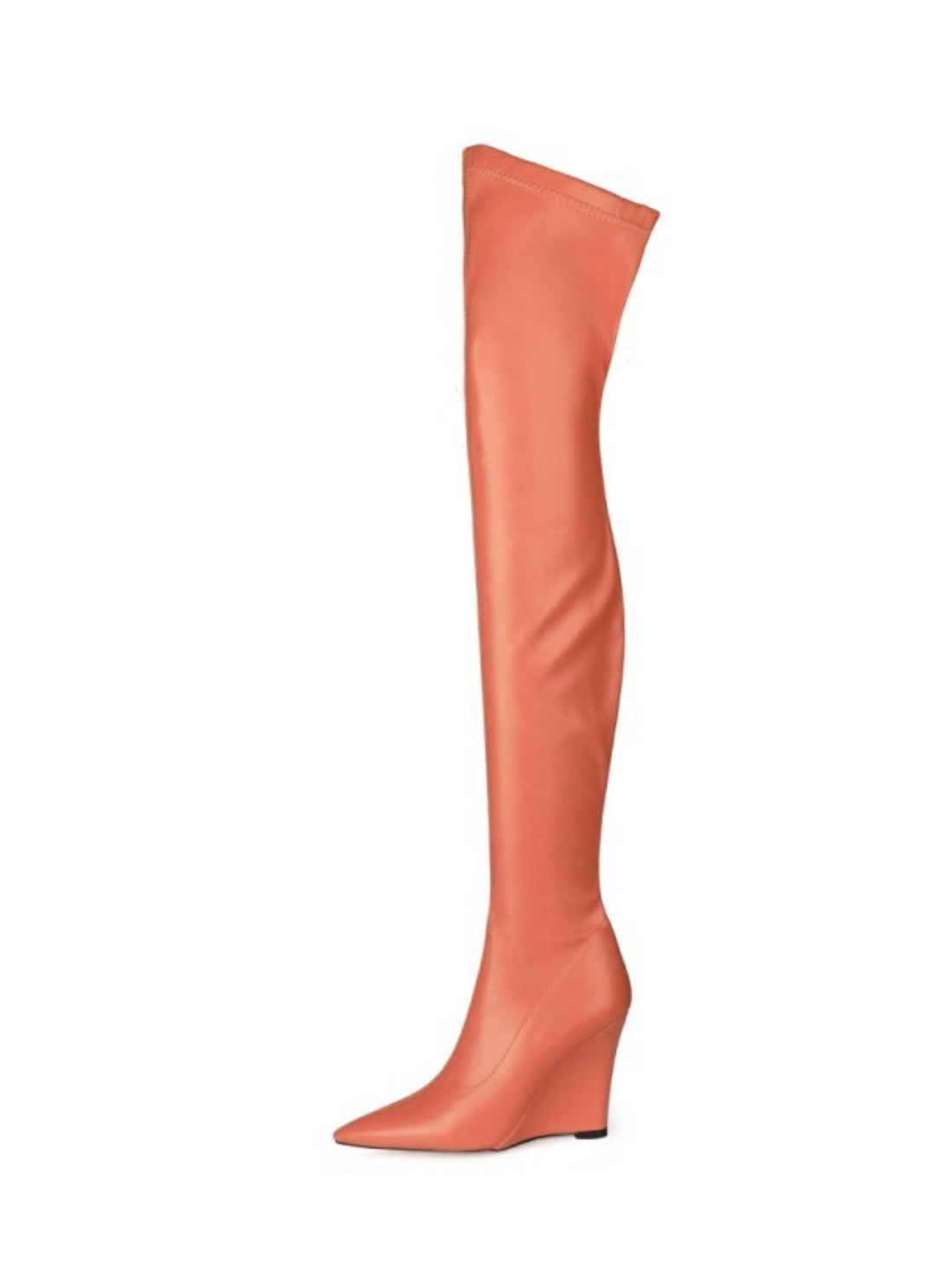 Orange Faux Leather Thigh-High Boots Women