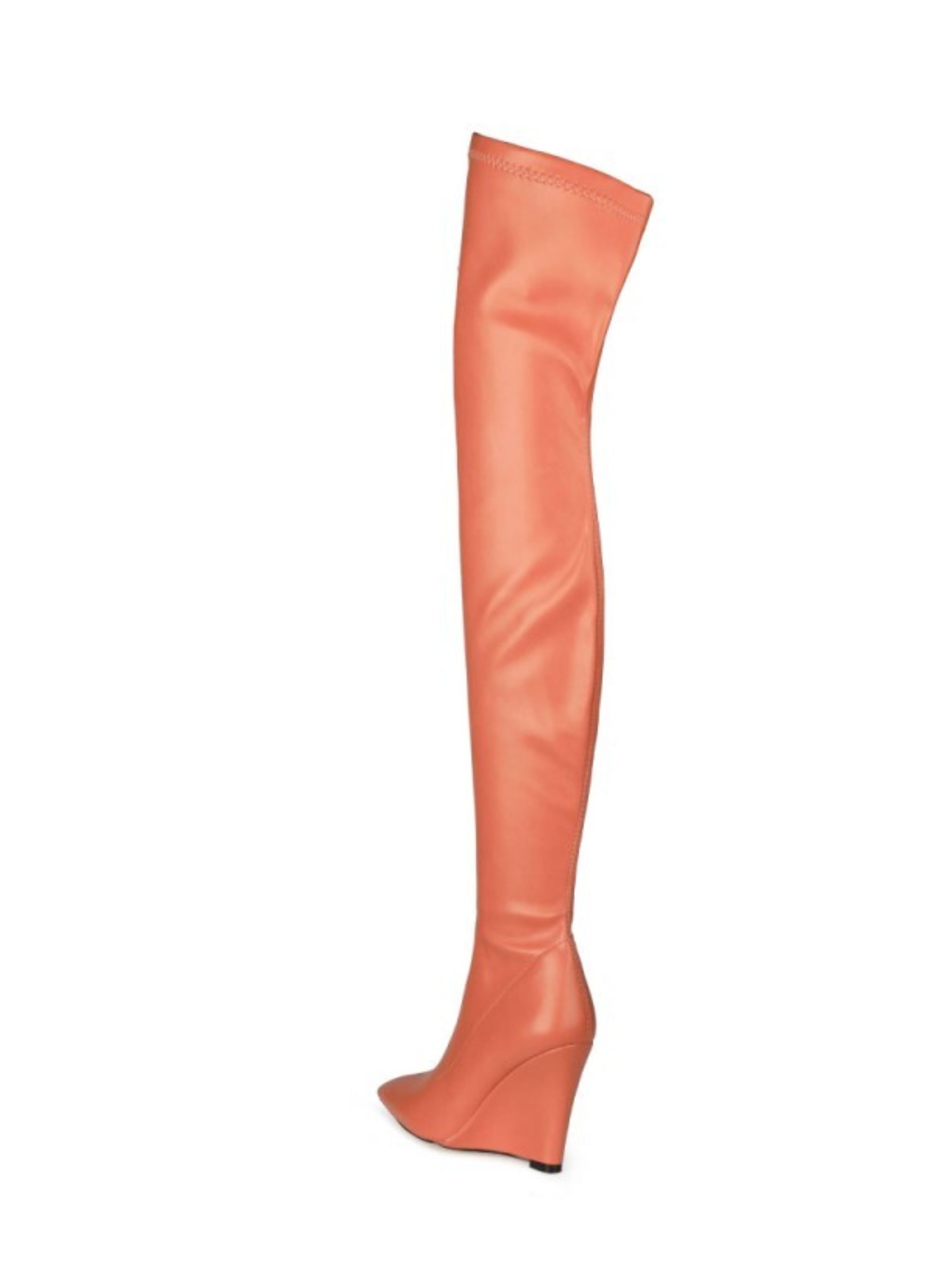 Orange Faux Leather Thigh-High Boots Women