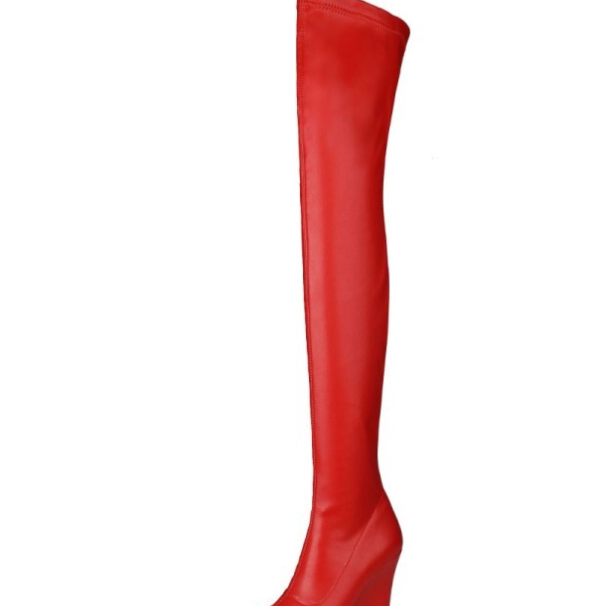 Red Pointed Toe Heeled Over-The-Knee Boots