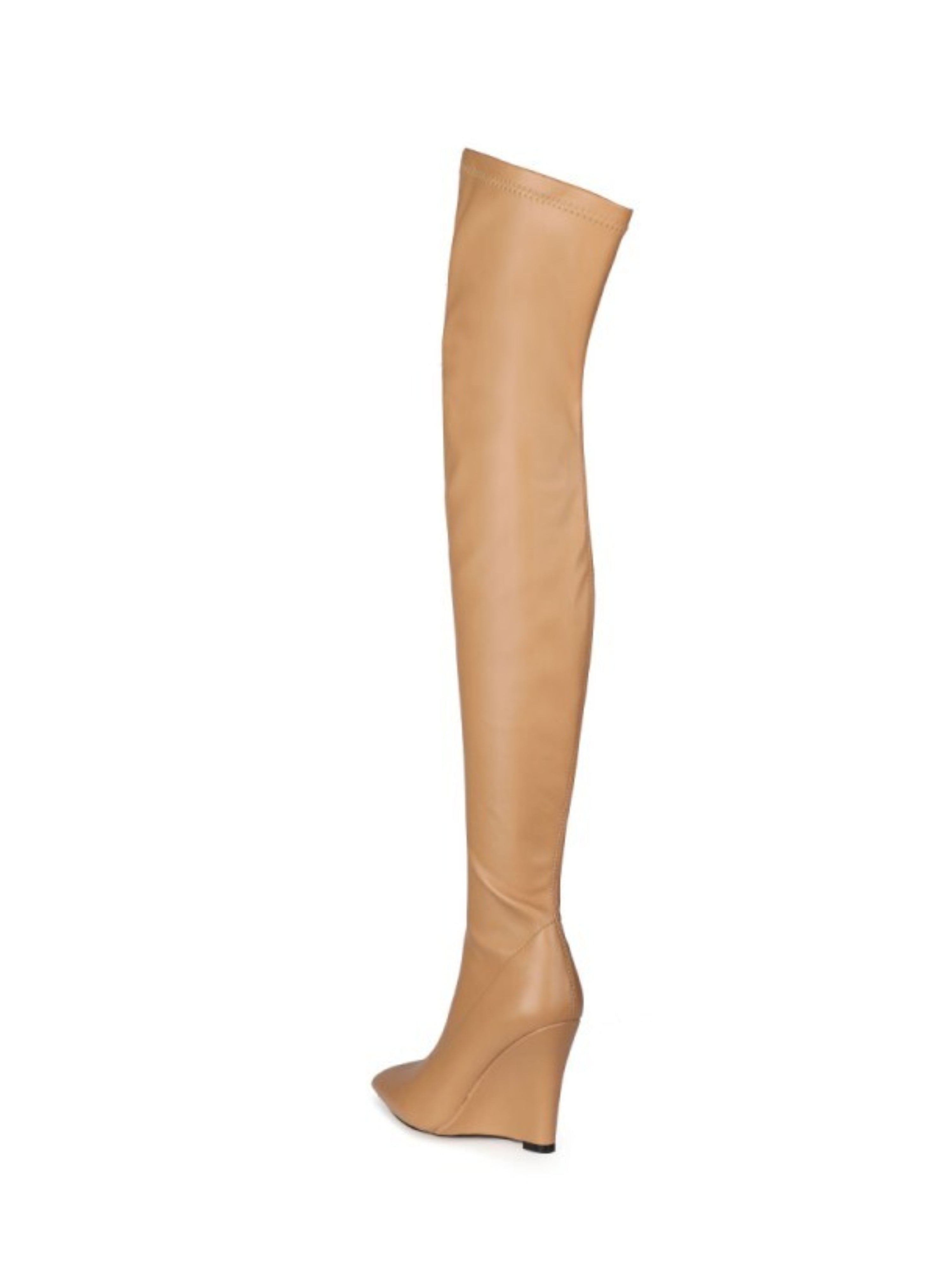 Tan High-Heel Thigh-High Boots for Women