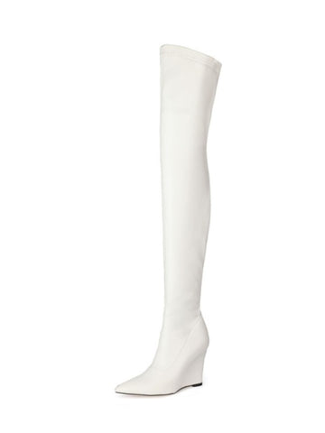 White High-Heel Over-The-Knee Boots for Women