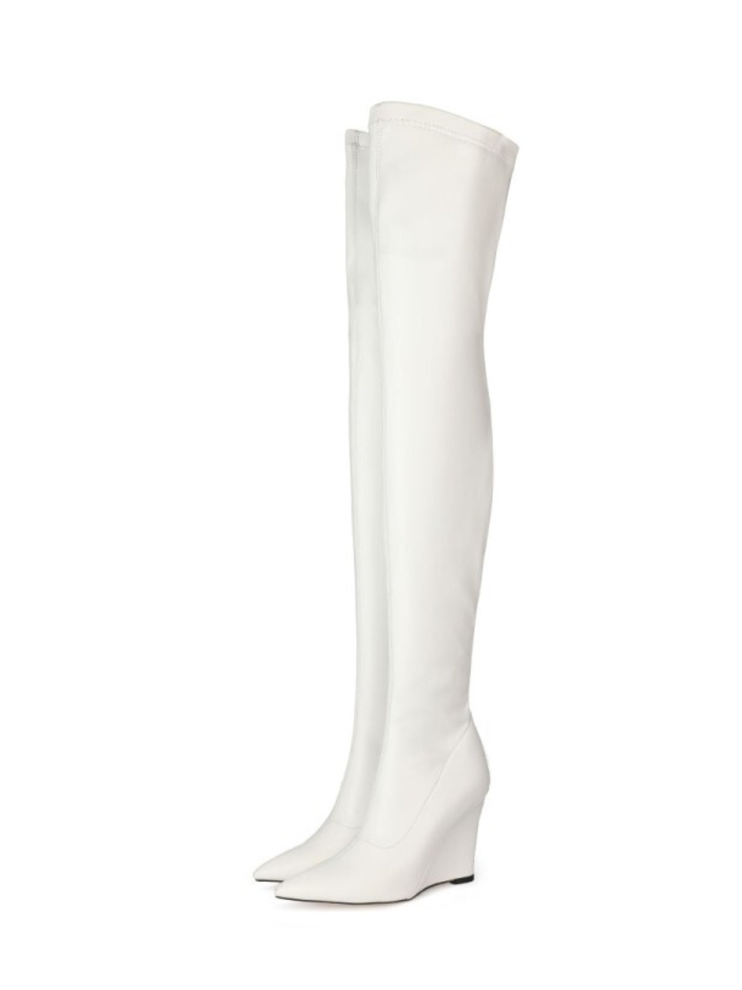 White High-Heel Over-The-Knee Boots for Women