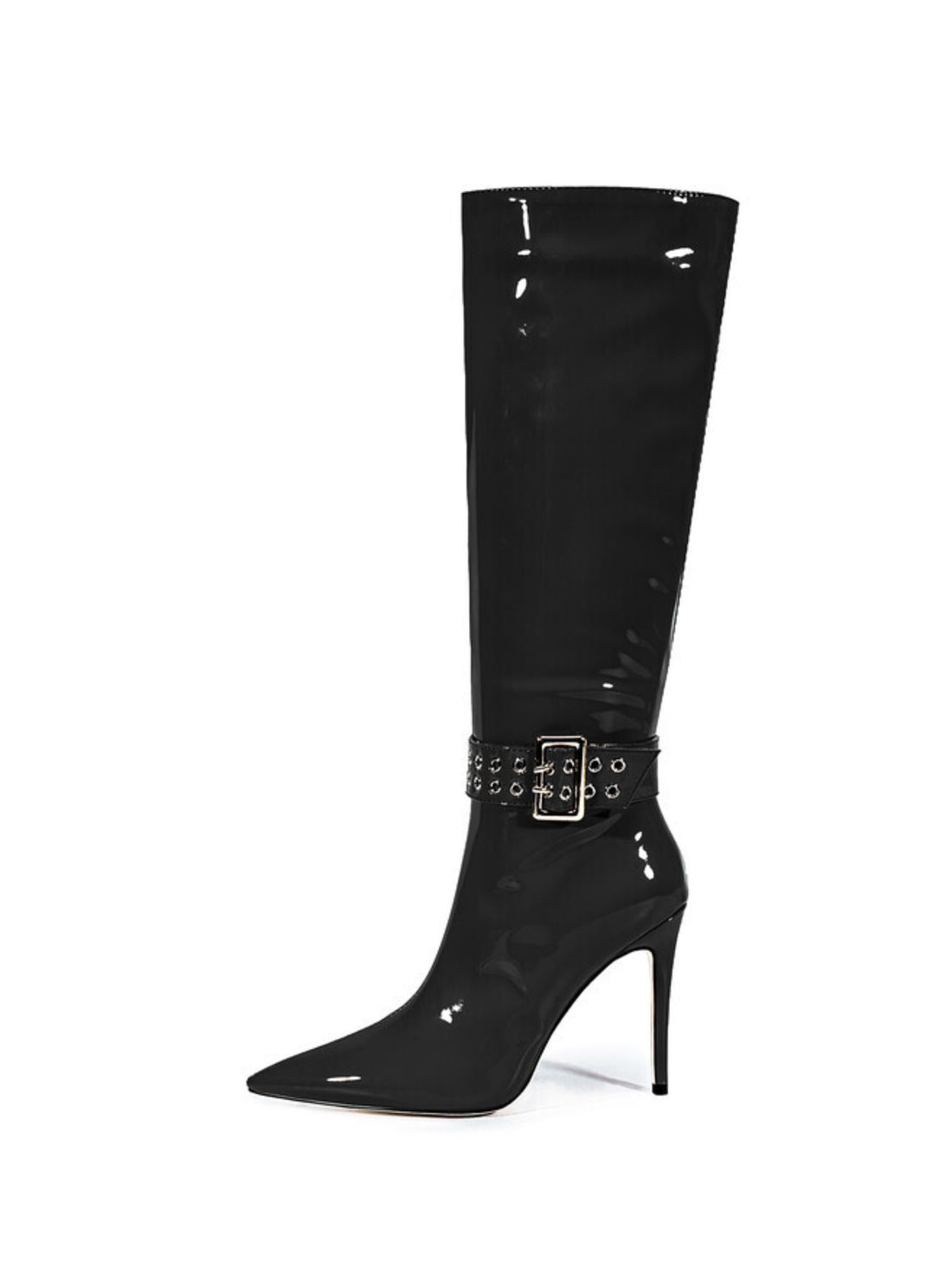 Classic Black Pointed Toe Long Boots with Stiletto Heels