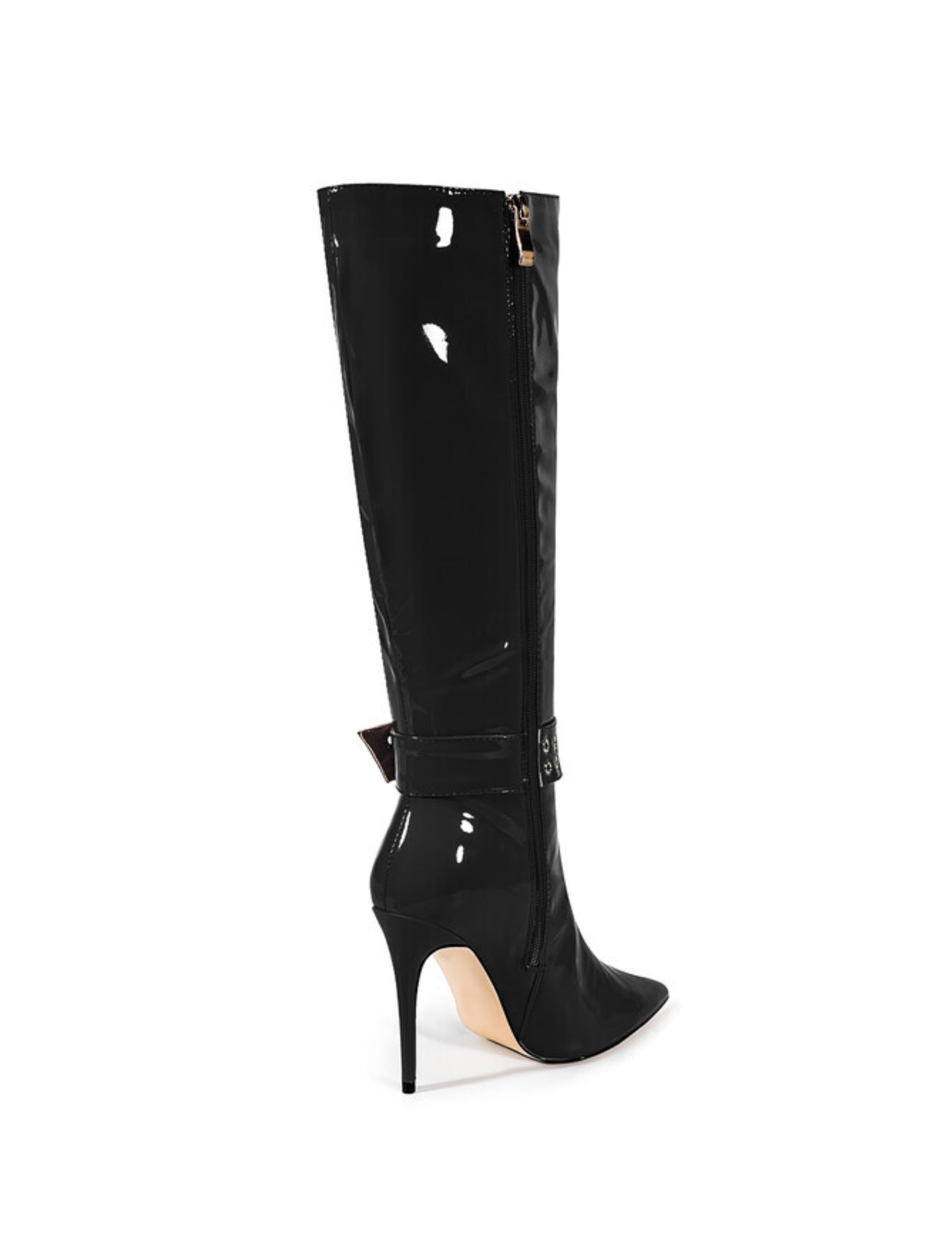 Classic Black Pointed Toe Long Boots with Stiletto Heels