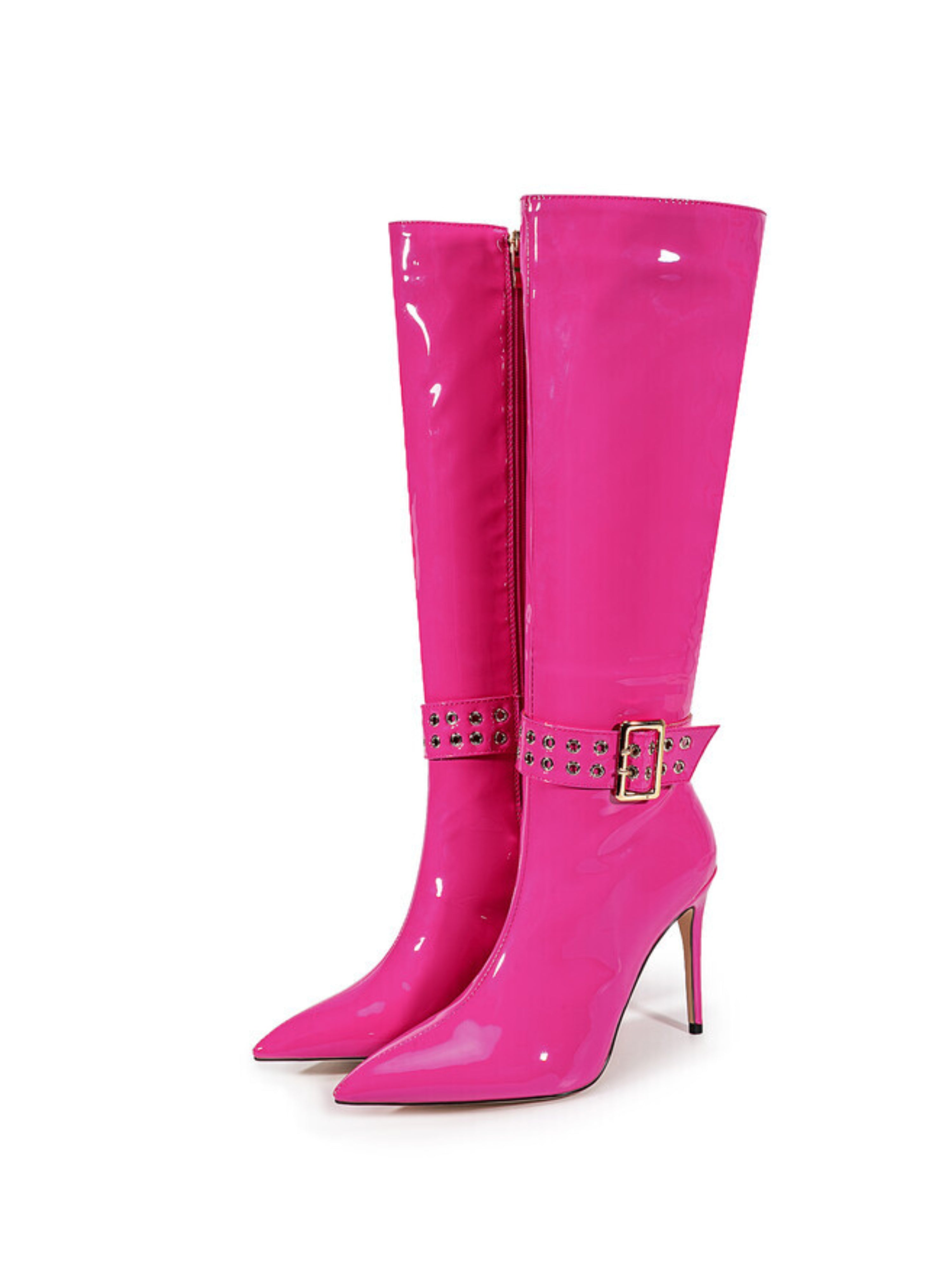 Fuchsia Stilettos High-Heel Tall Boots Women