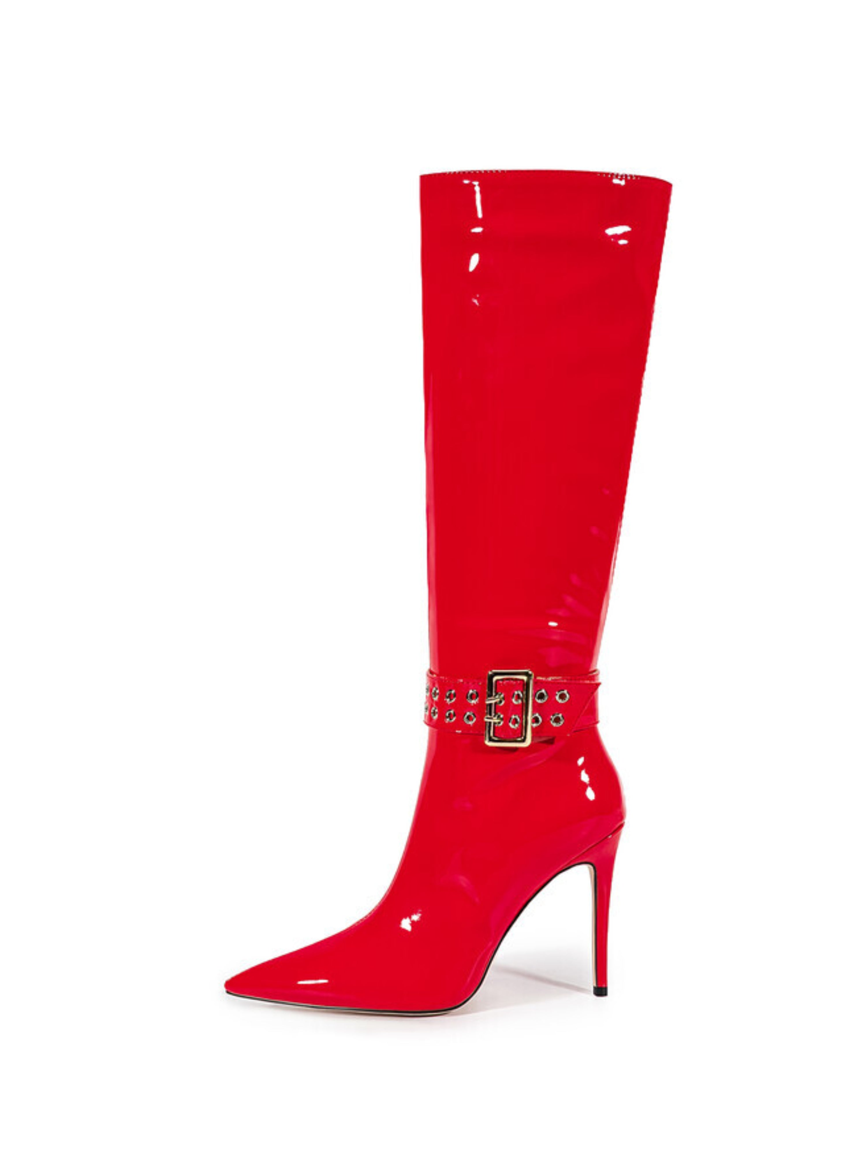 Red Patent Leather Stilettos Long Boots Women