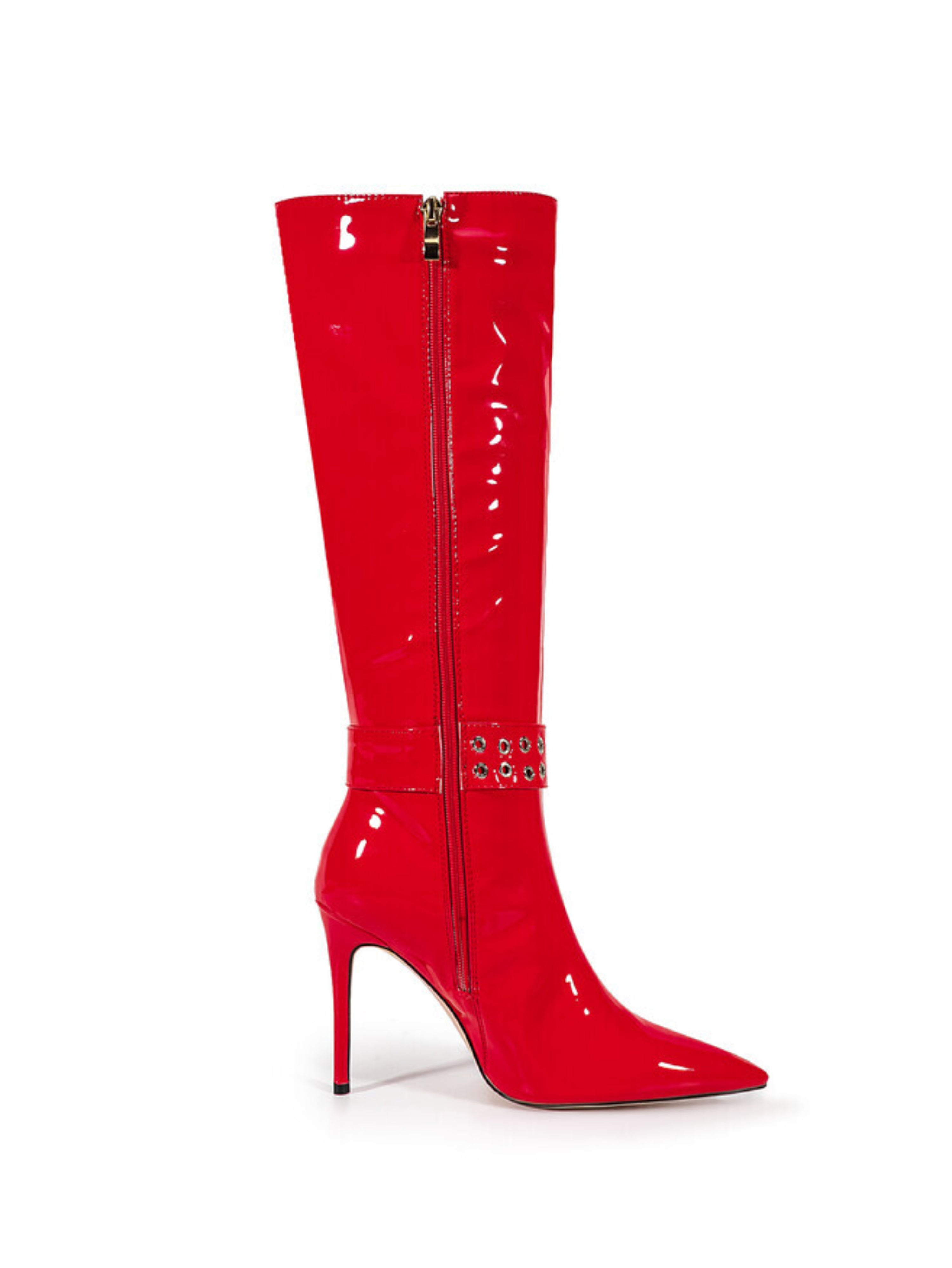 Red Patent Leather Stilettos Long Boots Women