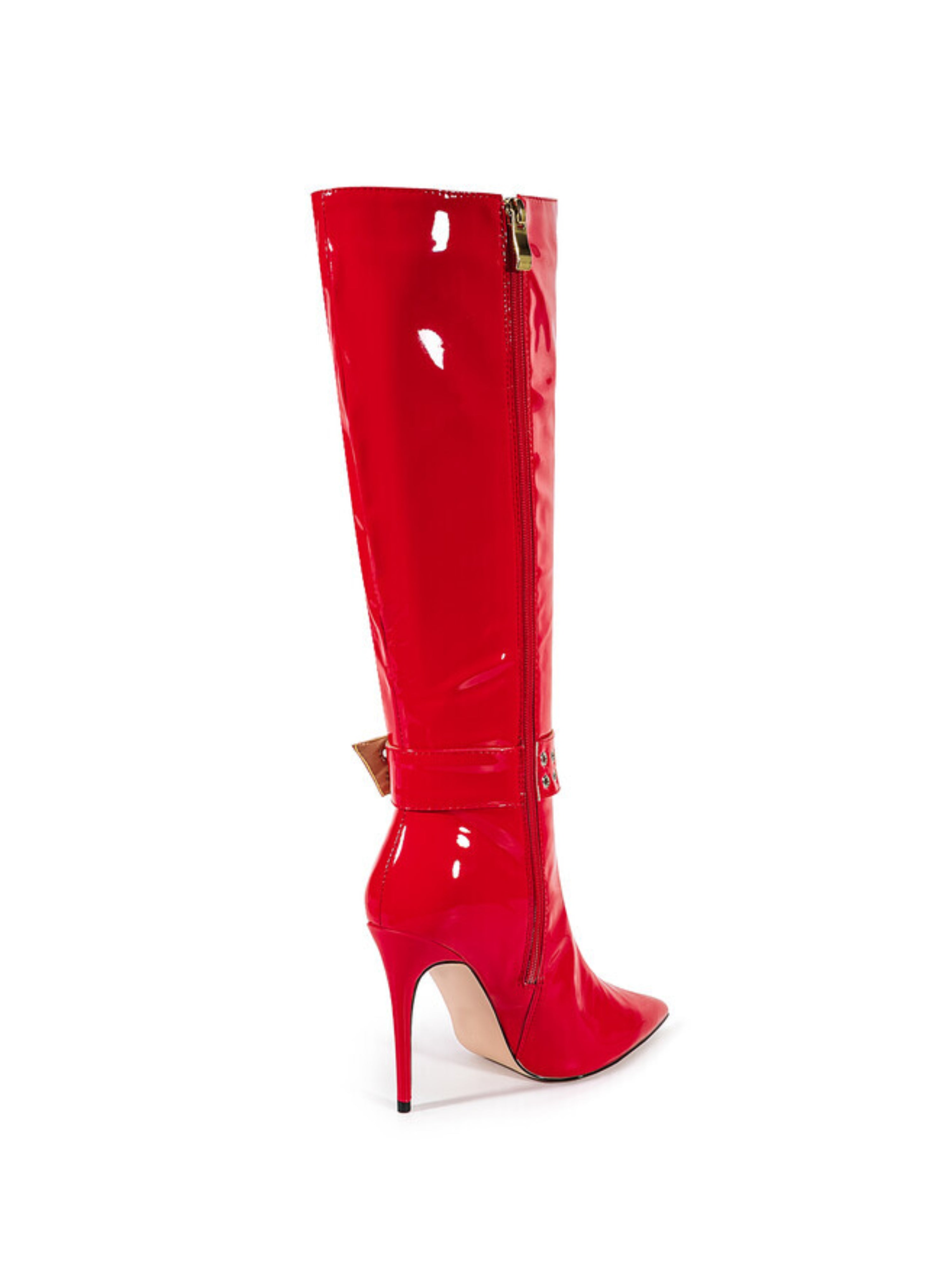 Red Patent Leather Stilettos Long Boots Women