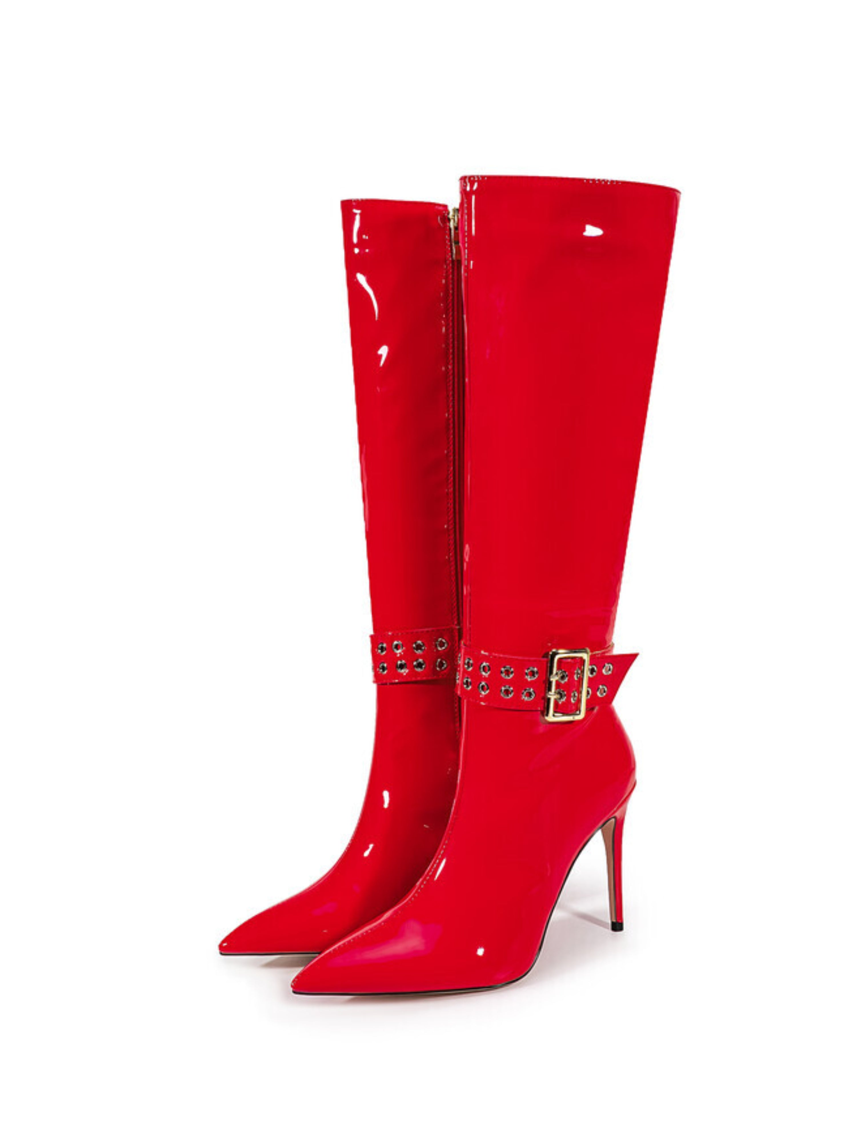 Red Patent Leather Stilettos Long Boots Women
