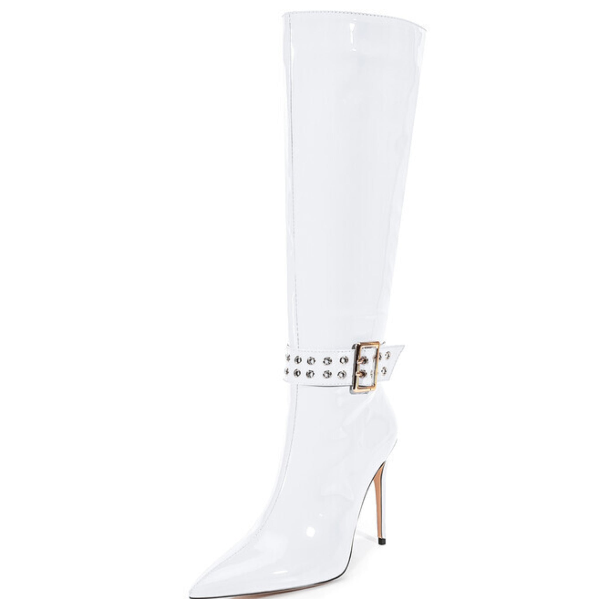 Elegant White Pointed Toe High-Heel Tall Boots