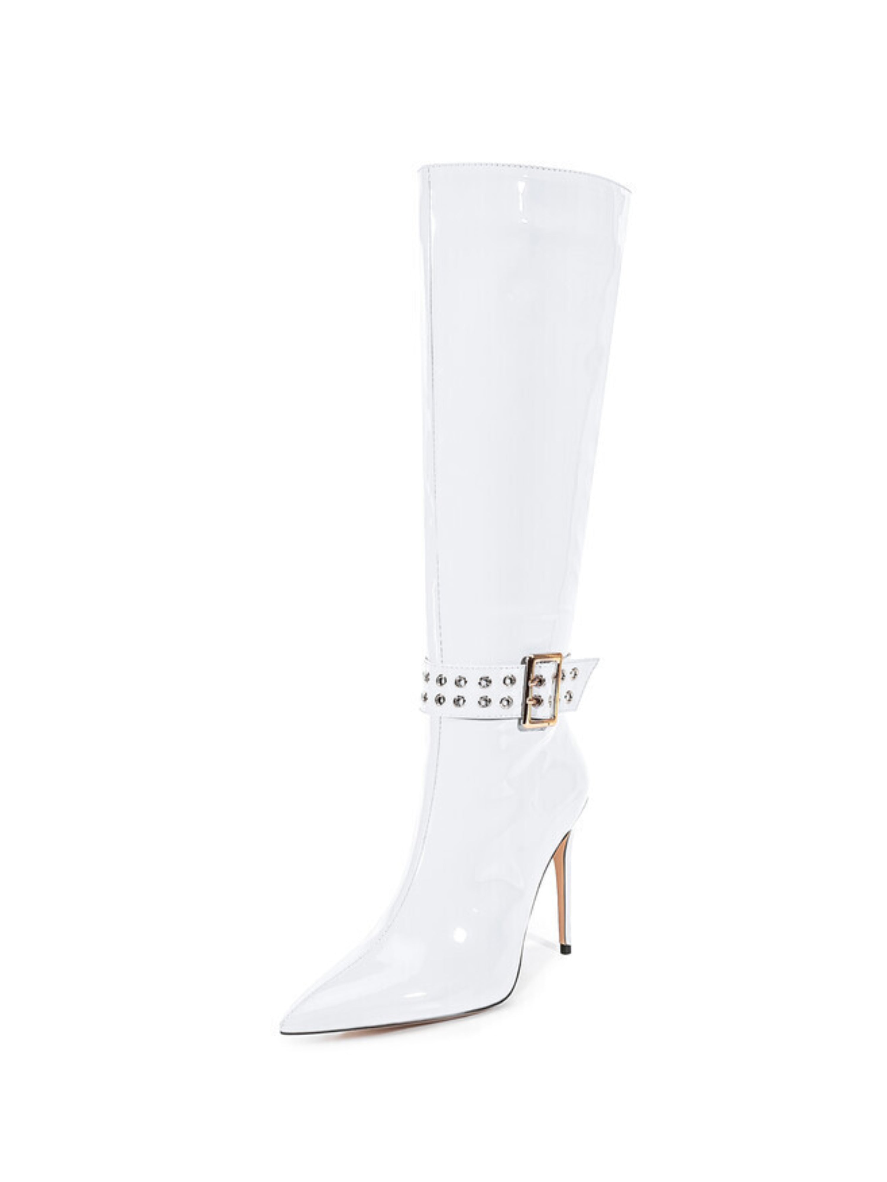 Elegant White Pointed Toe High-Heel Tall Boots