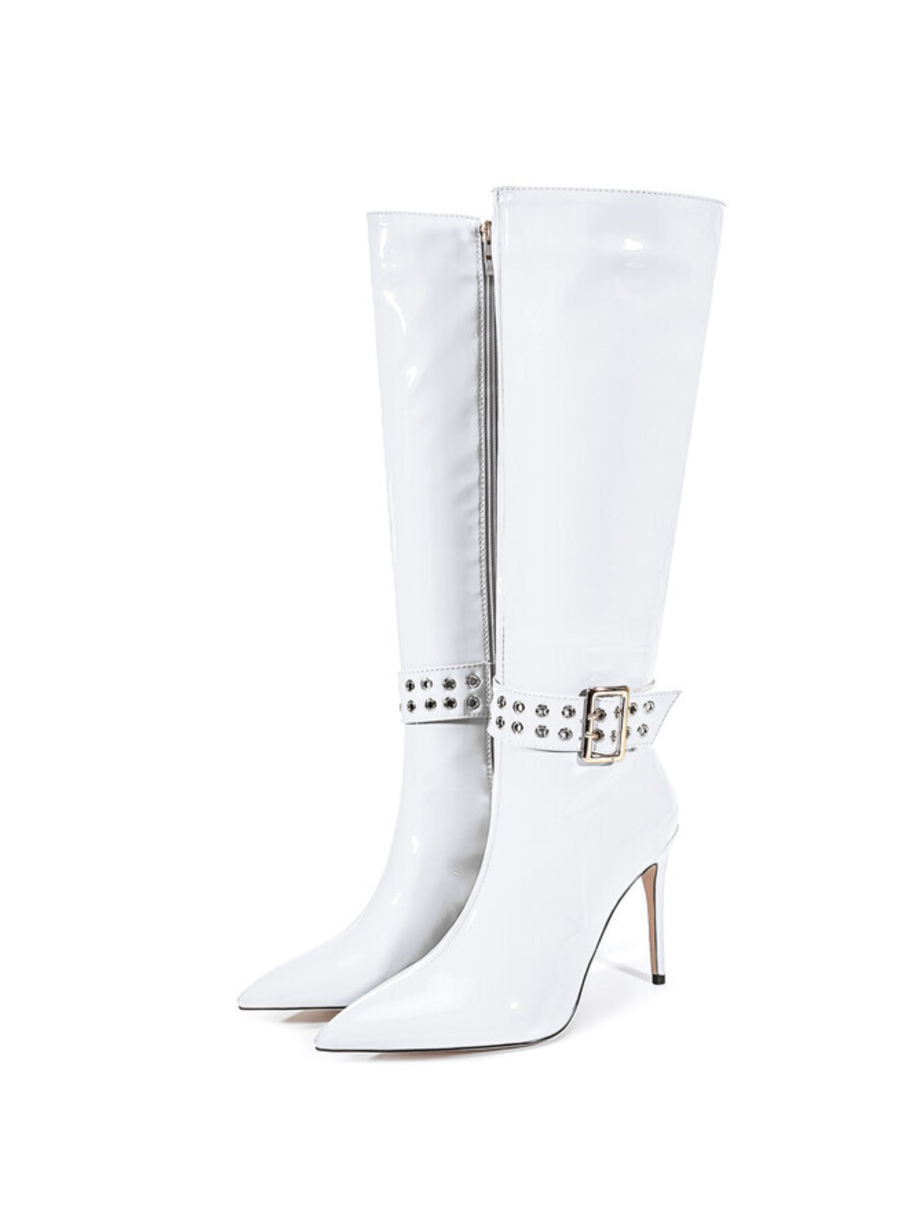 Elegant White Pointed Toe High-Heel Tall Boots
