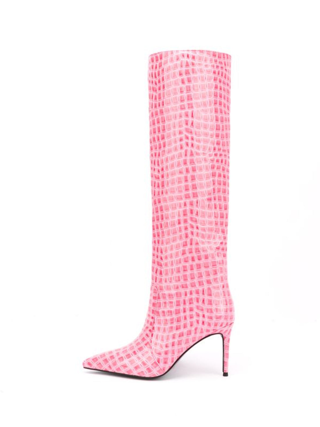 Cute Pink High-Heel Mid-Calf Pointed Toe Fashion Boots
