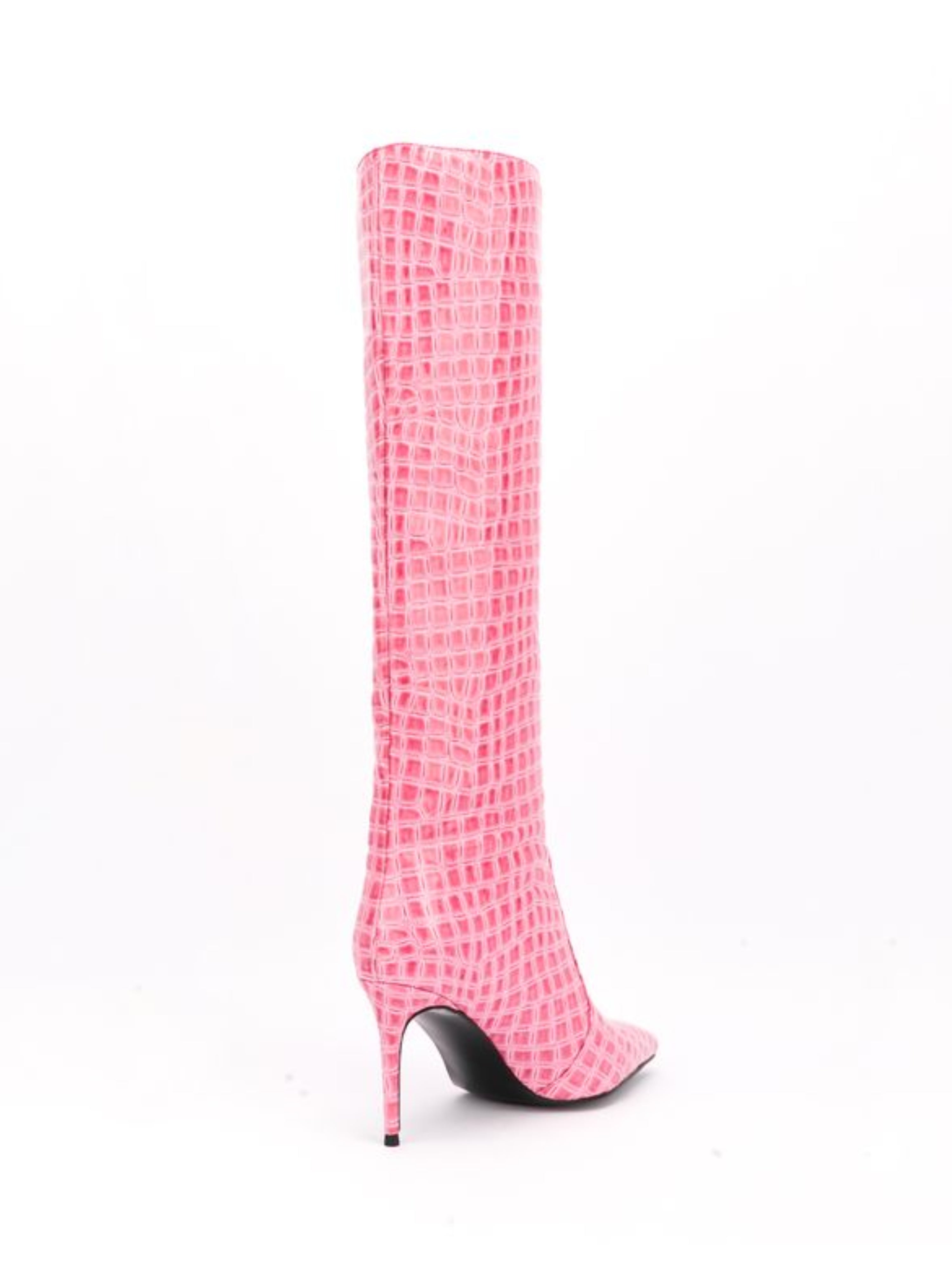 Cute Pink High-Heel Mid-Calf Pointed Toe Fashion Boots