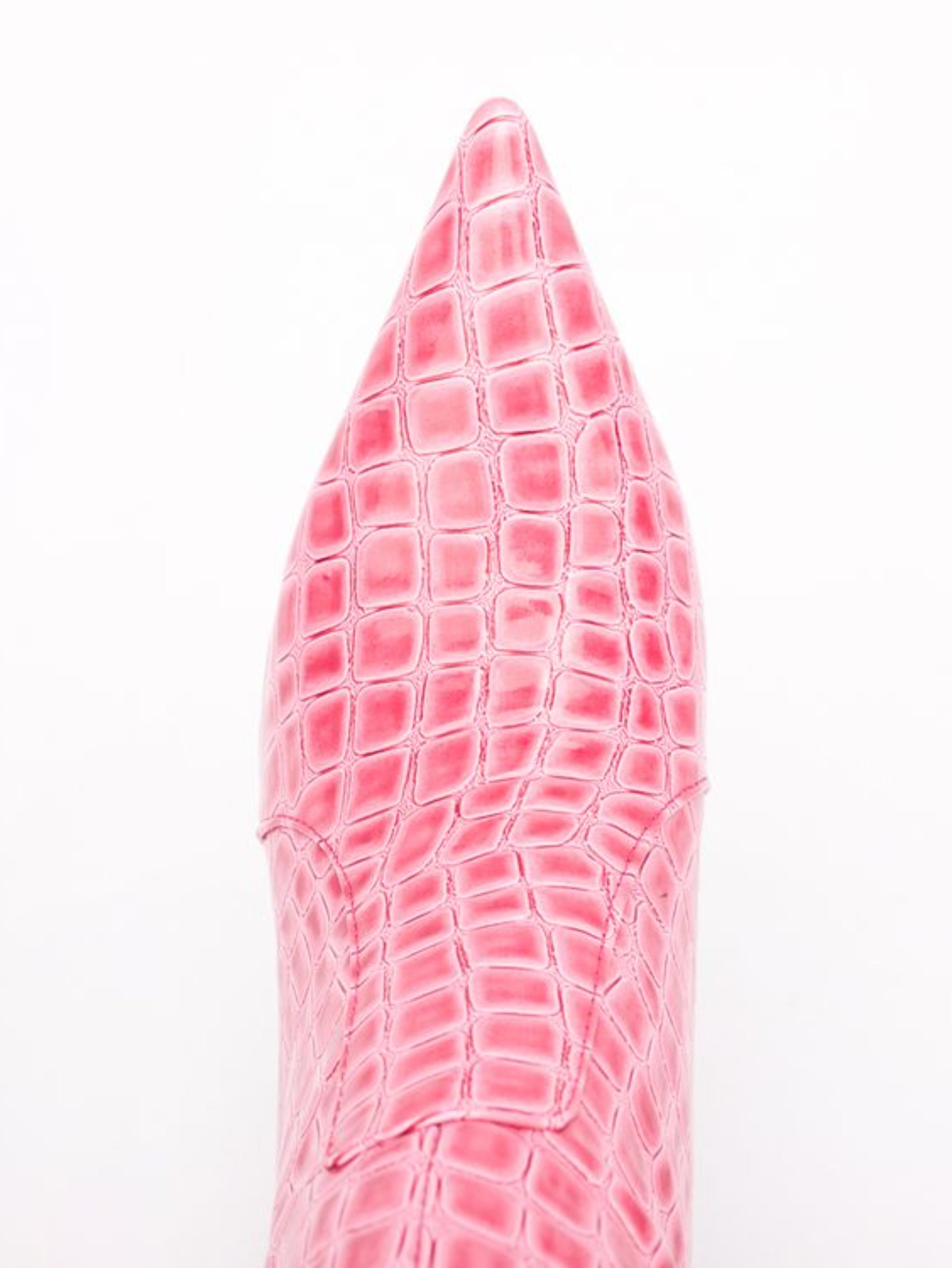 Cute Pink High-Heel Mid-Calf Pointed Toe Fashion Boots